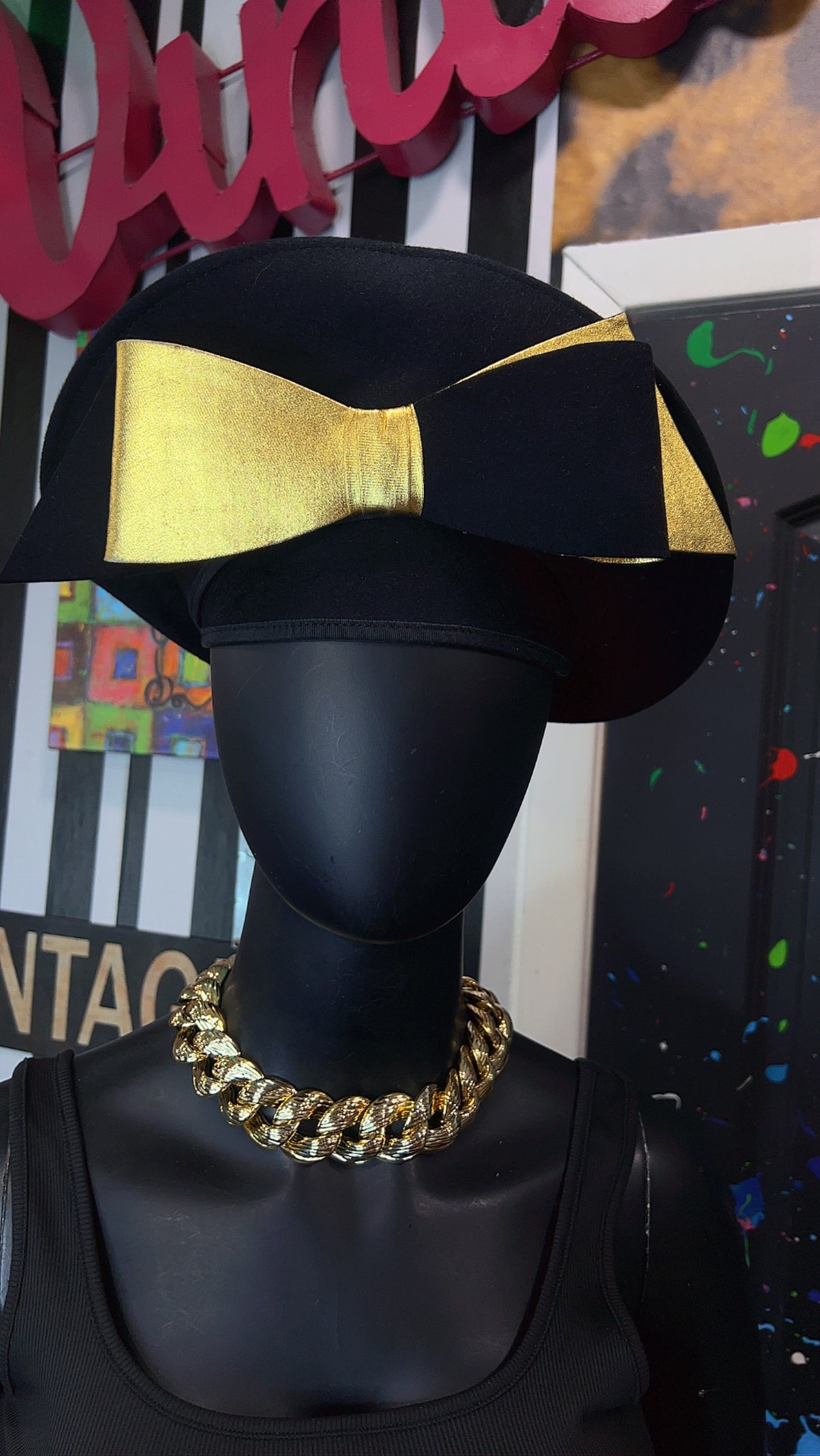 Vintage Gold & Black Jack McConnell Boutique Hat