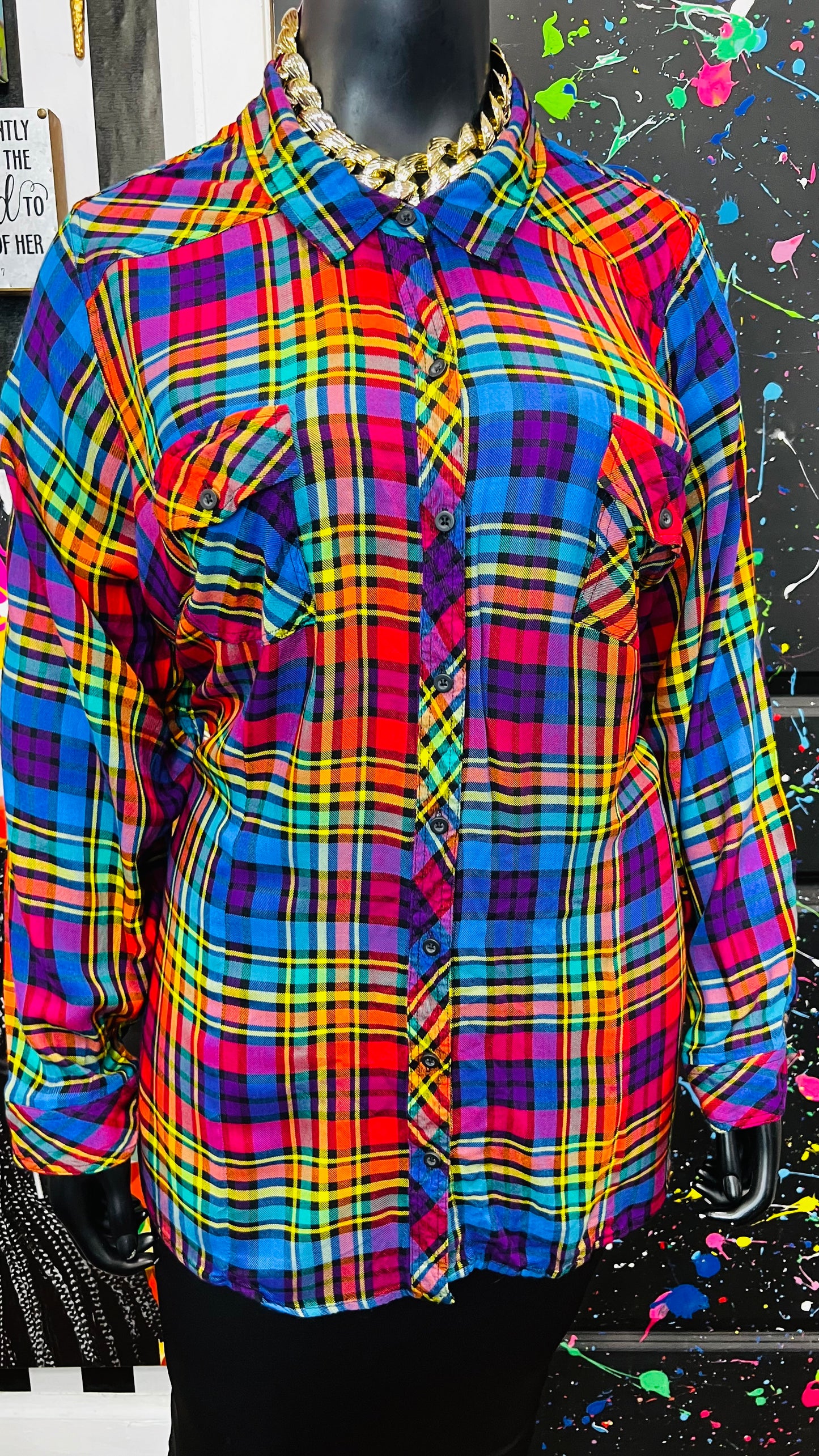 Torrid Rainbow Plaid Blouse (24)