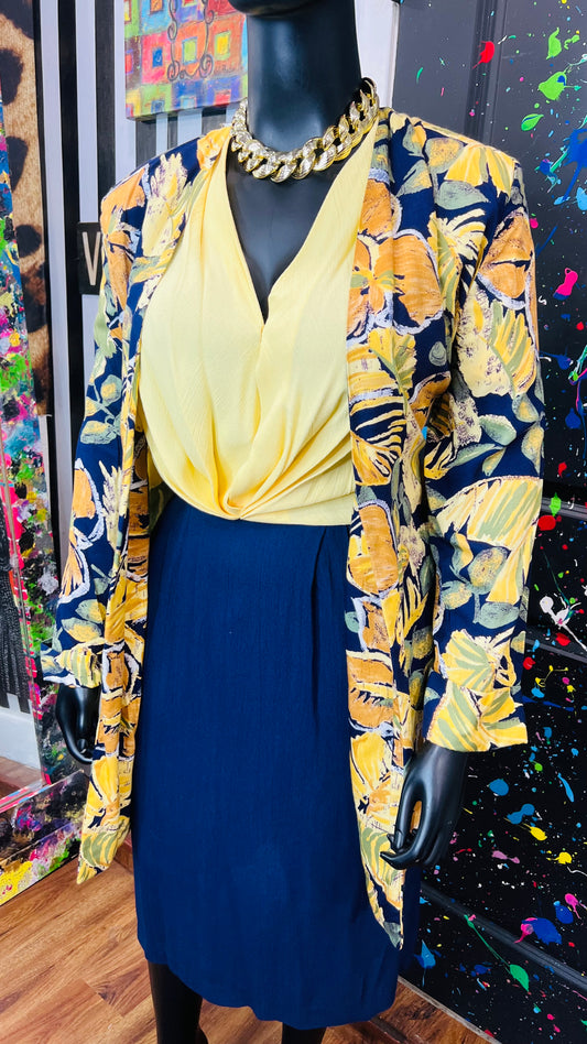 Vintage Colorblock Dress & Floral Duster Set (18)