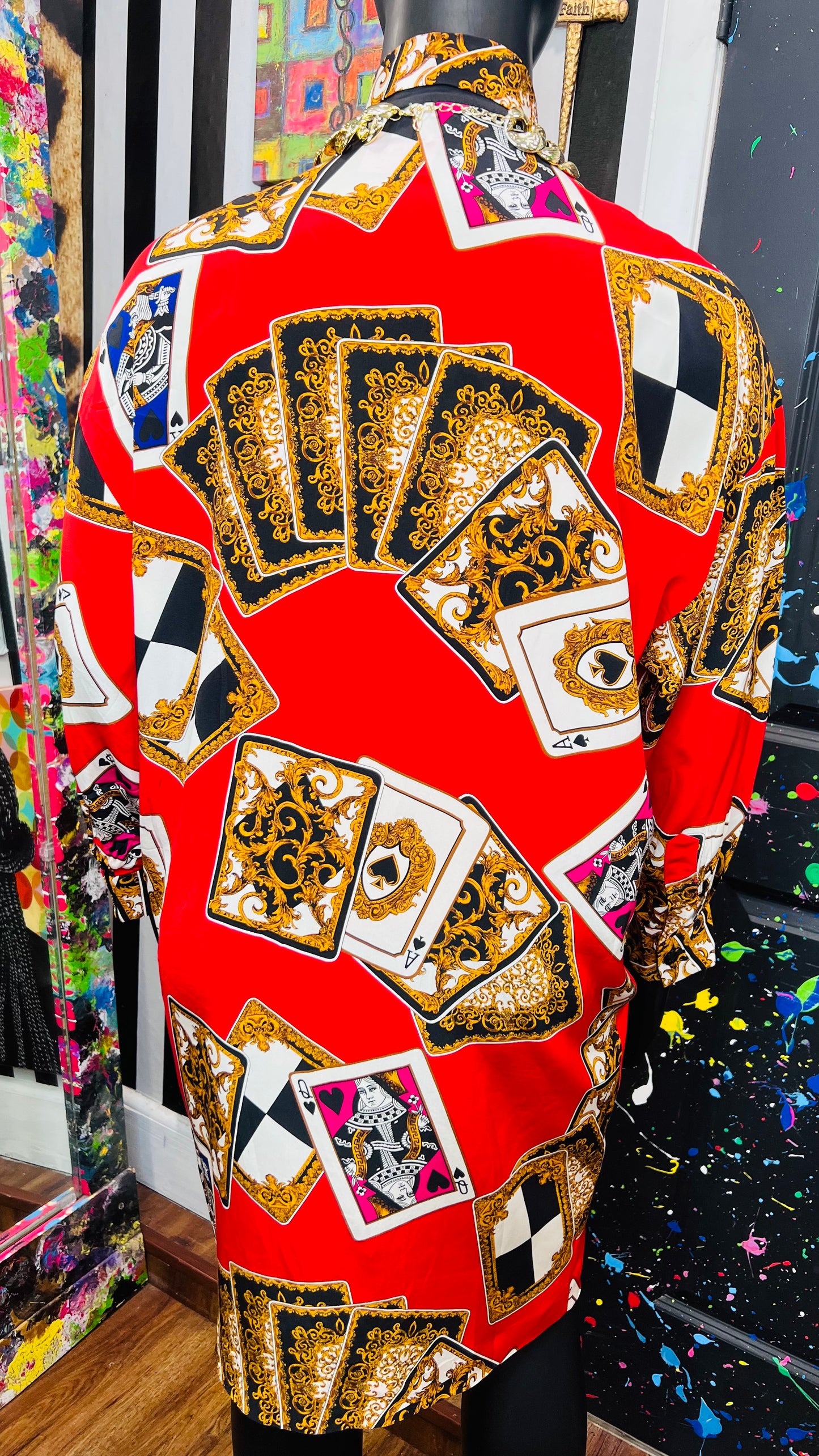 Vintage 100% Silk Ace Of Spades Dress (12) - Can fit up to some 16
