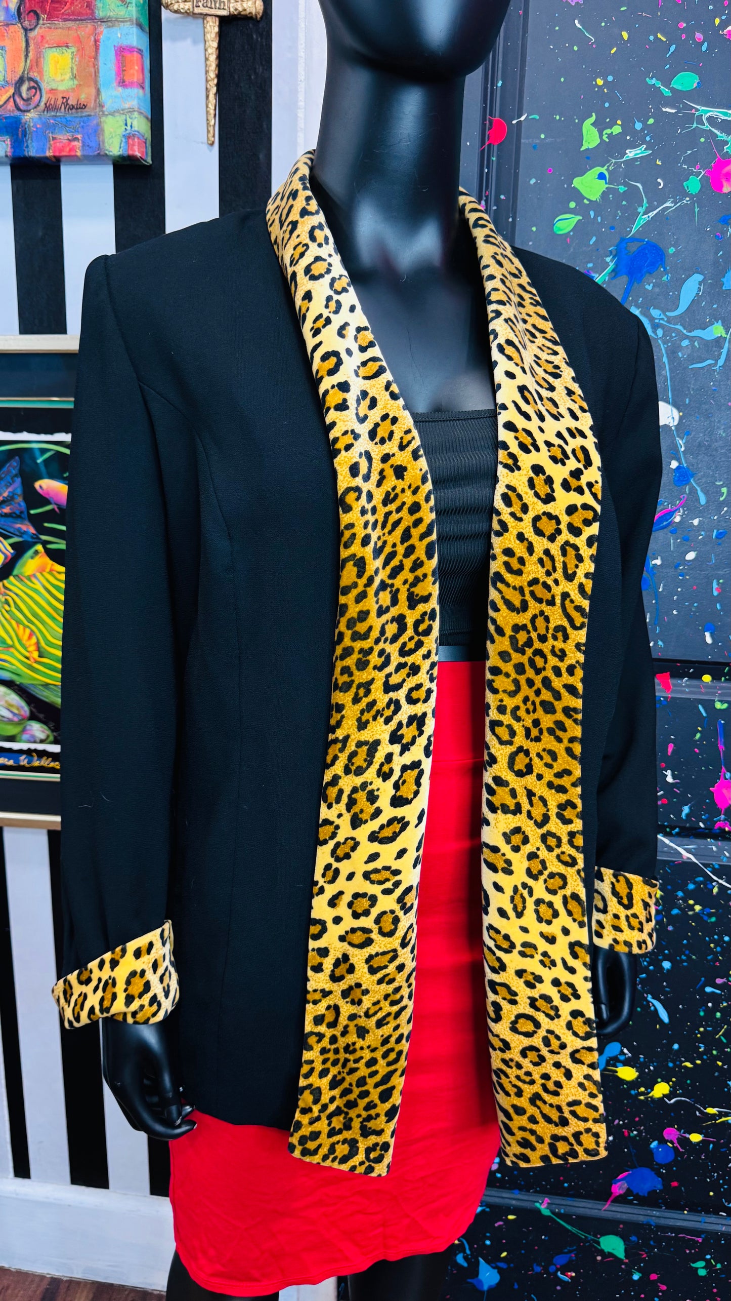 Vintage Animal Print Trim Open Duster (24W)
