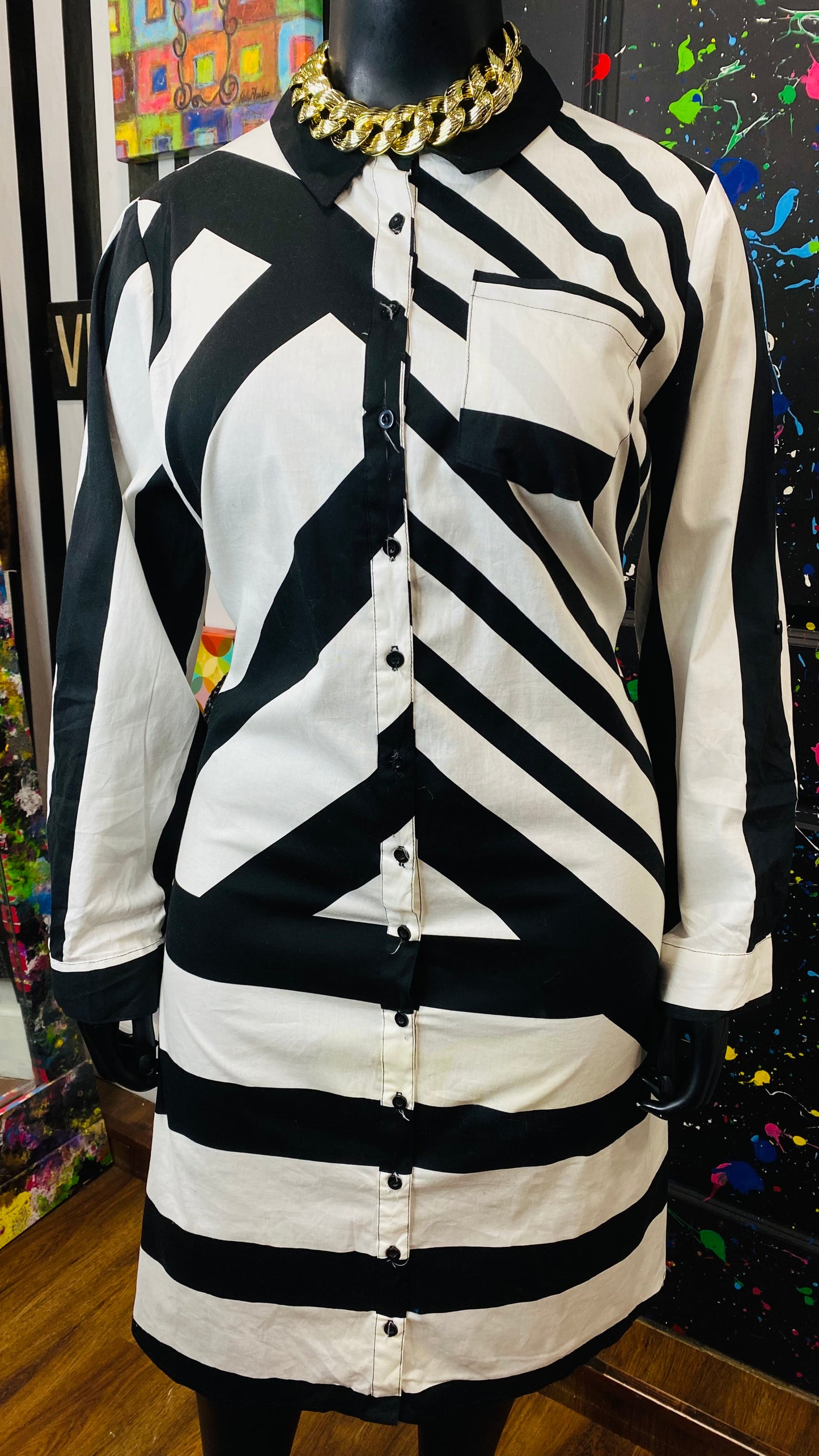 Ashley Stewart Black & White Striped Dress (20)