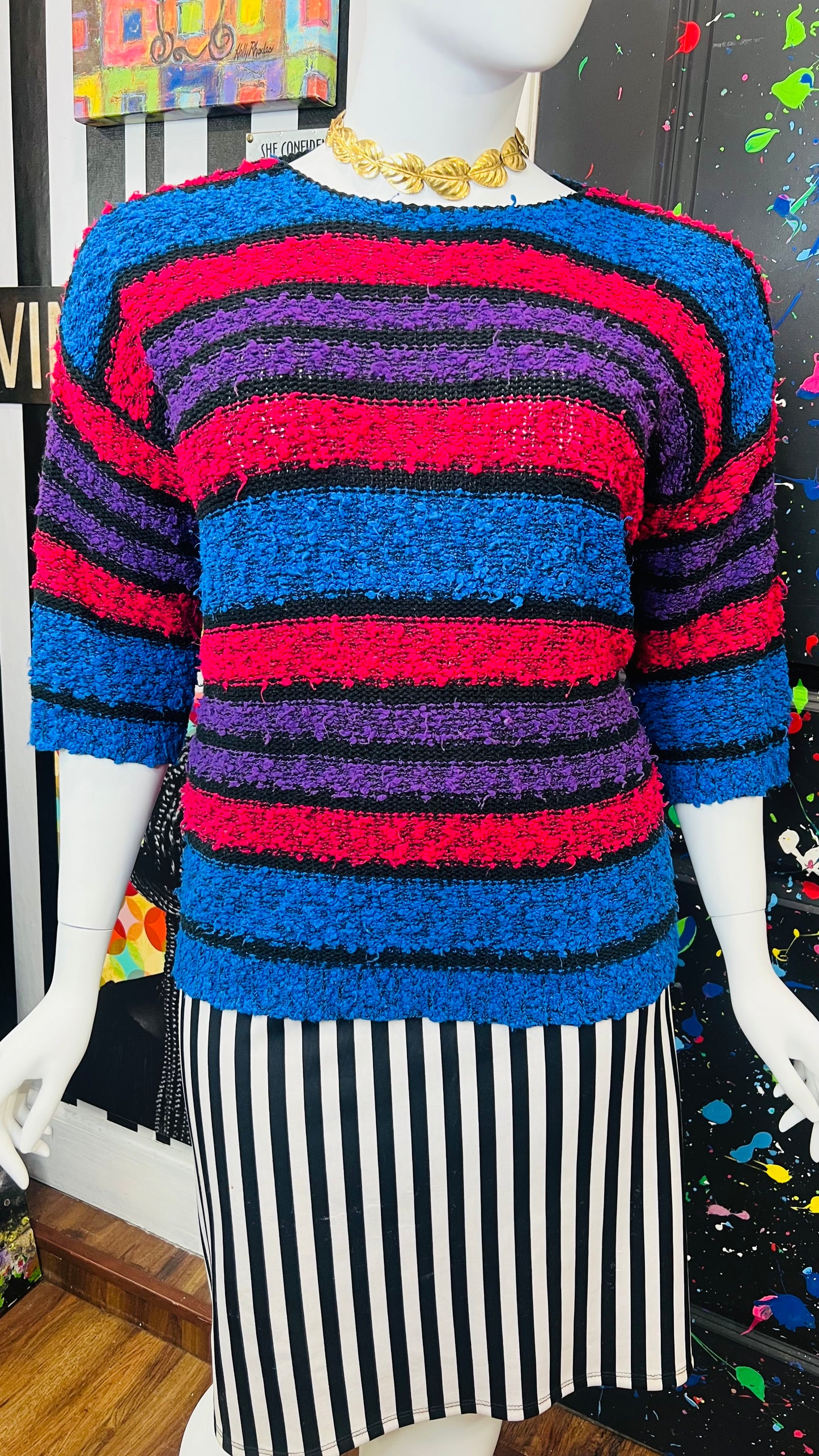 Vintage Knit Striped Sweater (18)