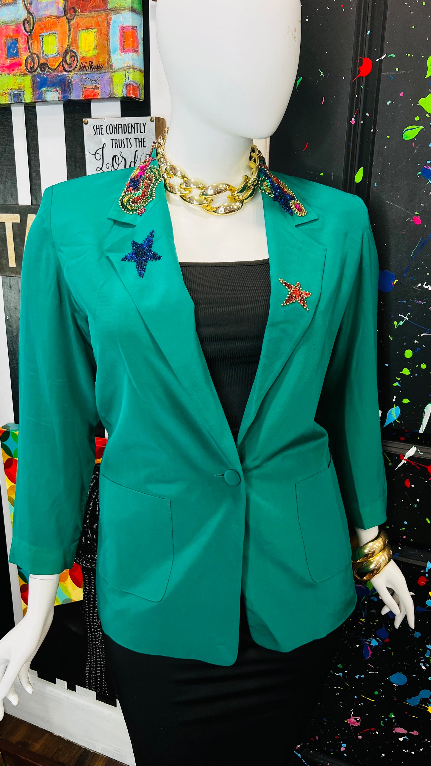 Vintage 100% Silk IB Diffusion Sequin Blazer (14)