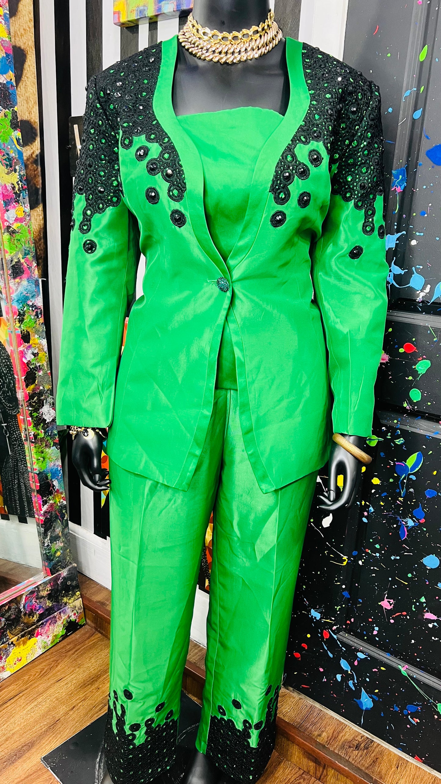Vintage Green & Black Suit (22)