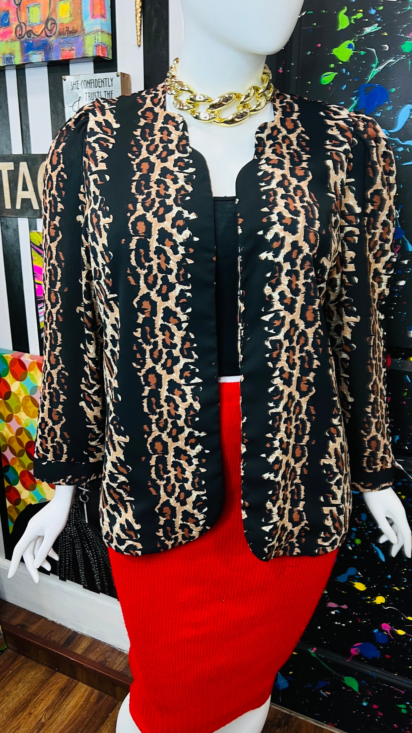 Vintage Animal Print Open Duster (18W)