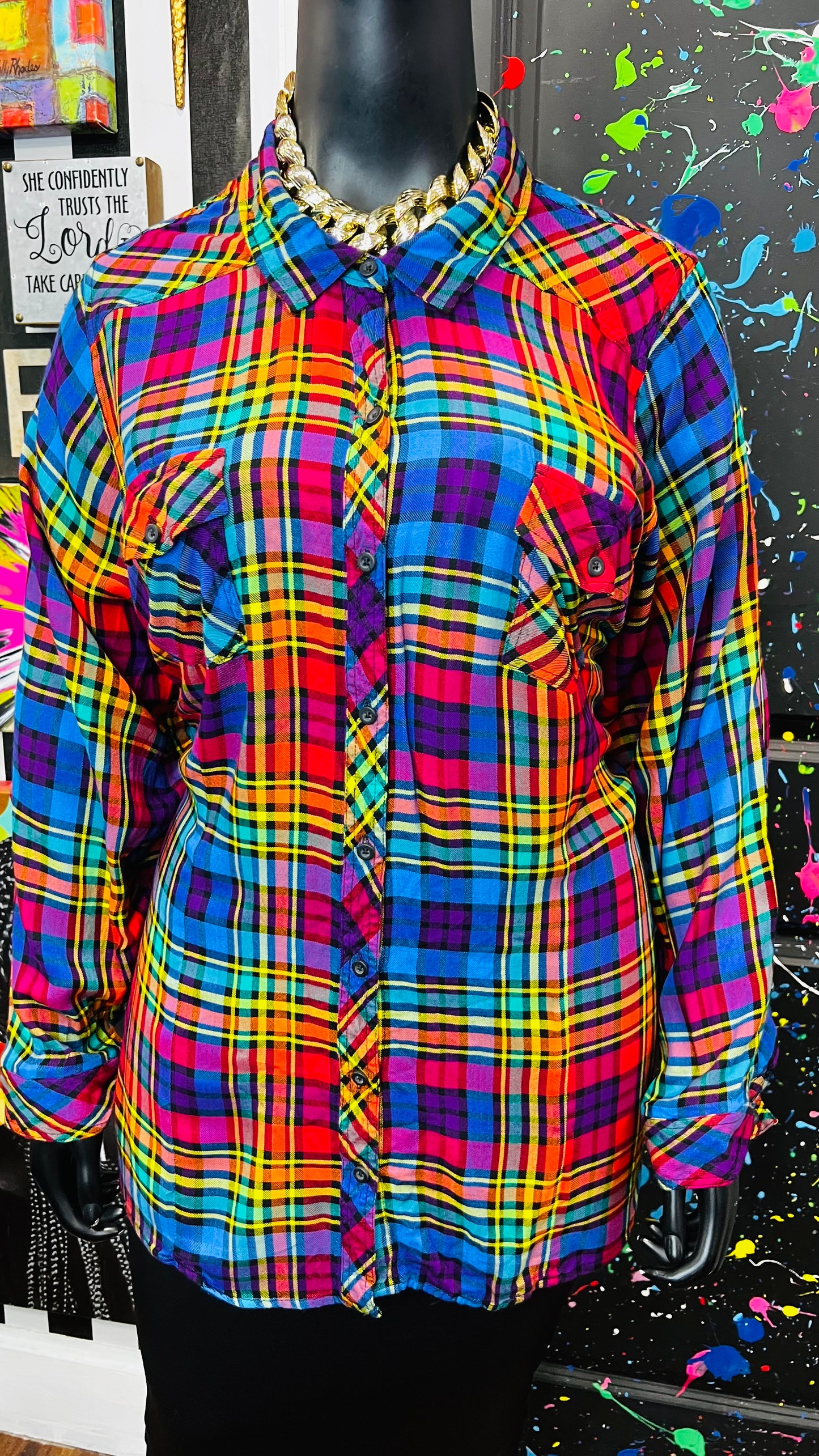 Torrid Rainbow Plaid Blouse (24)
