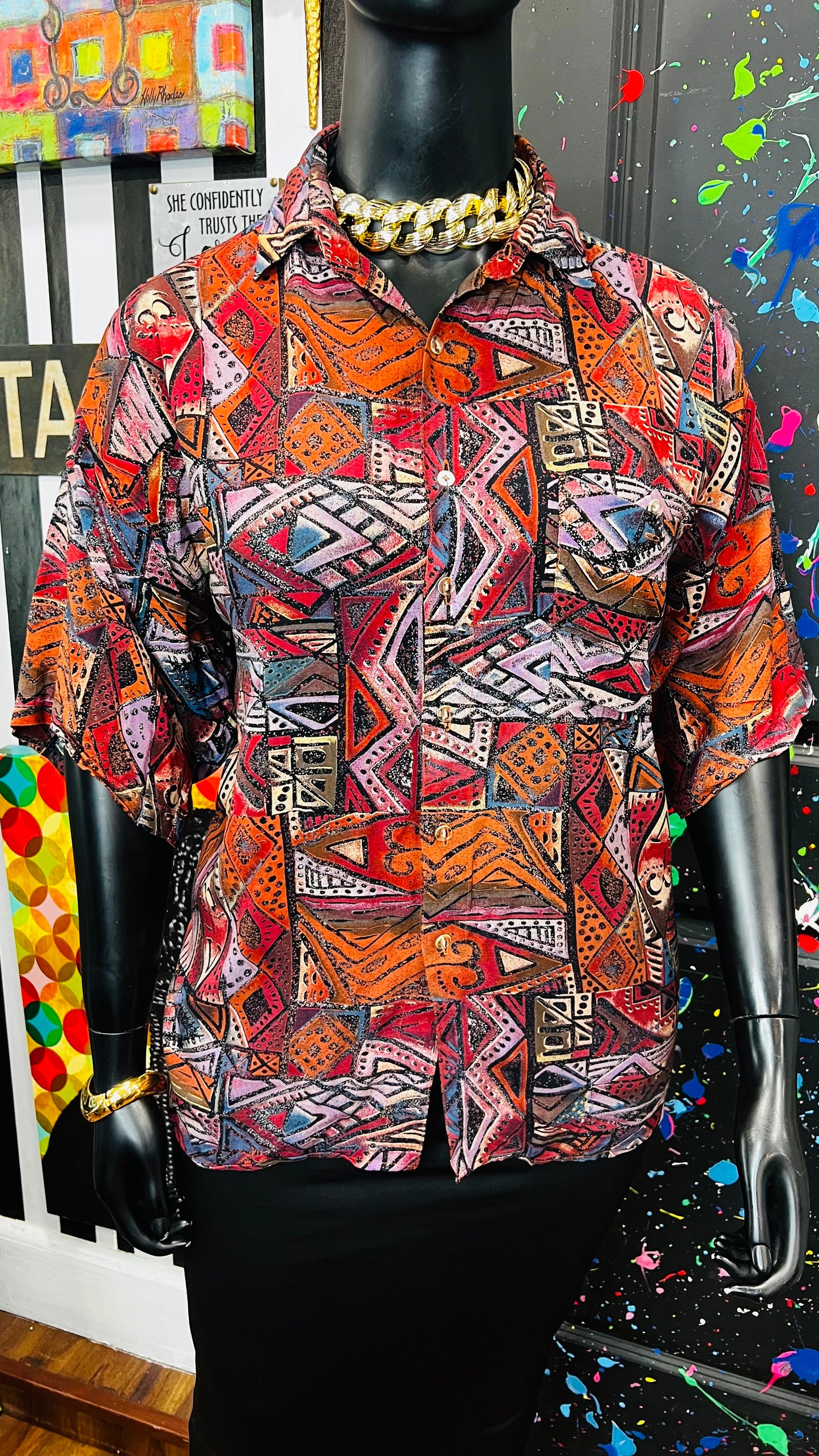 Vintage Rayon Abstract Blouse (22)