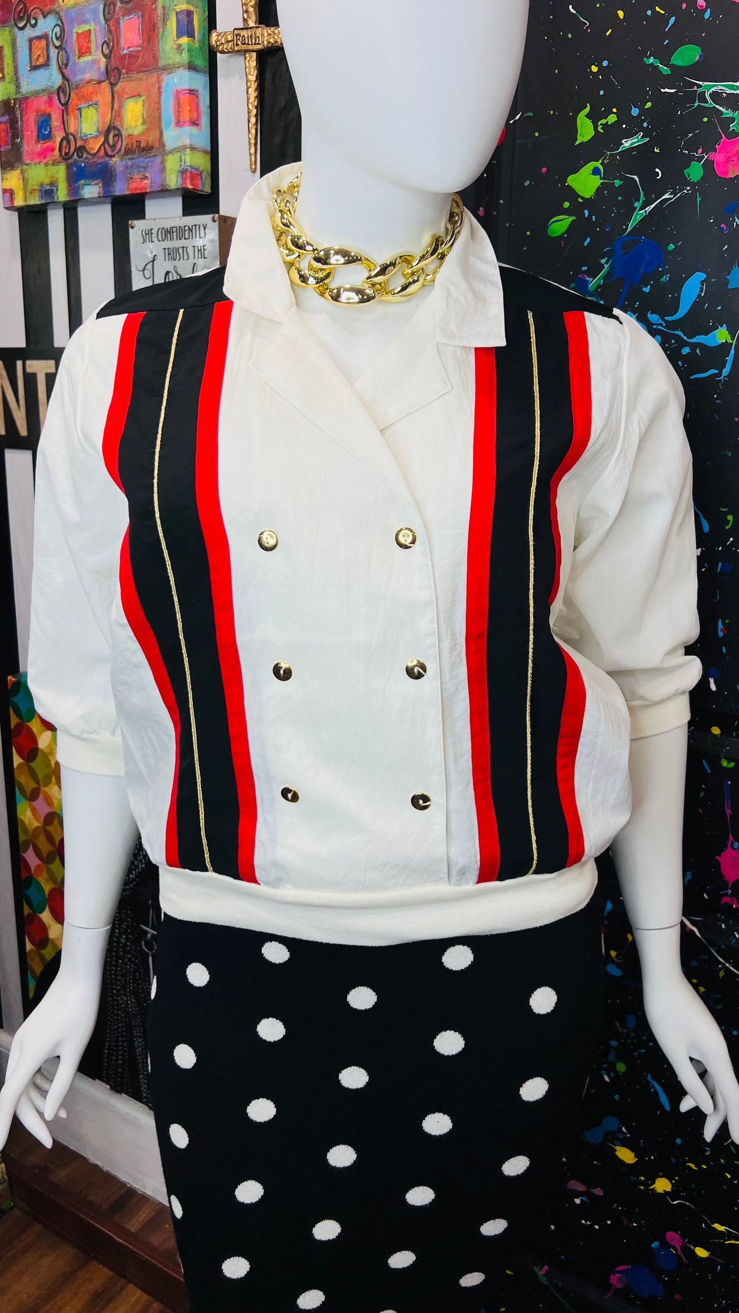 Vintage Red, Black Gold & Blouse (16)