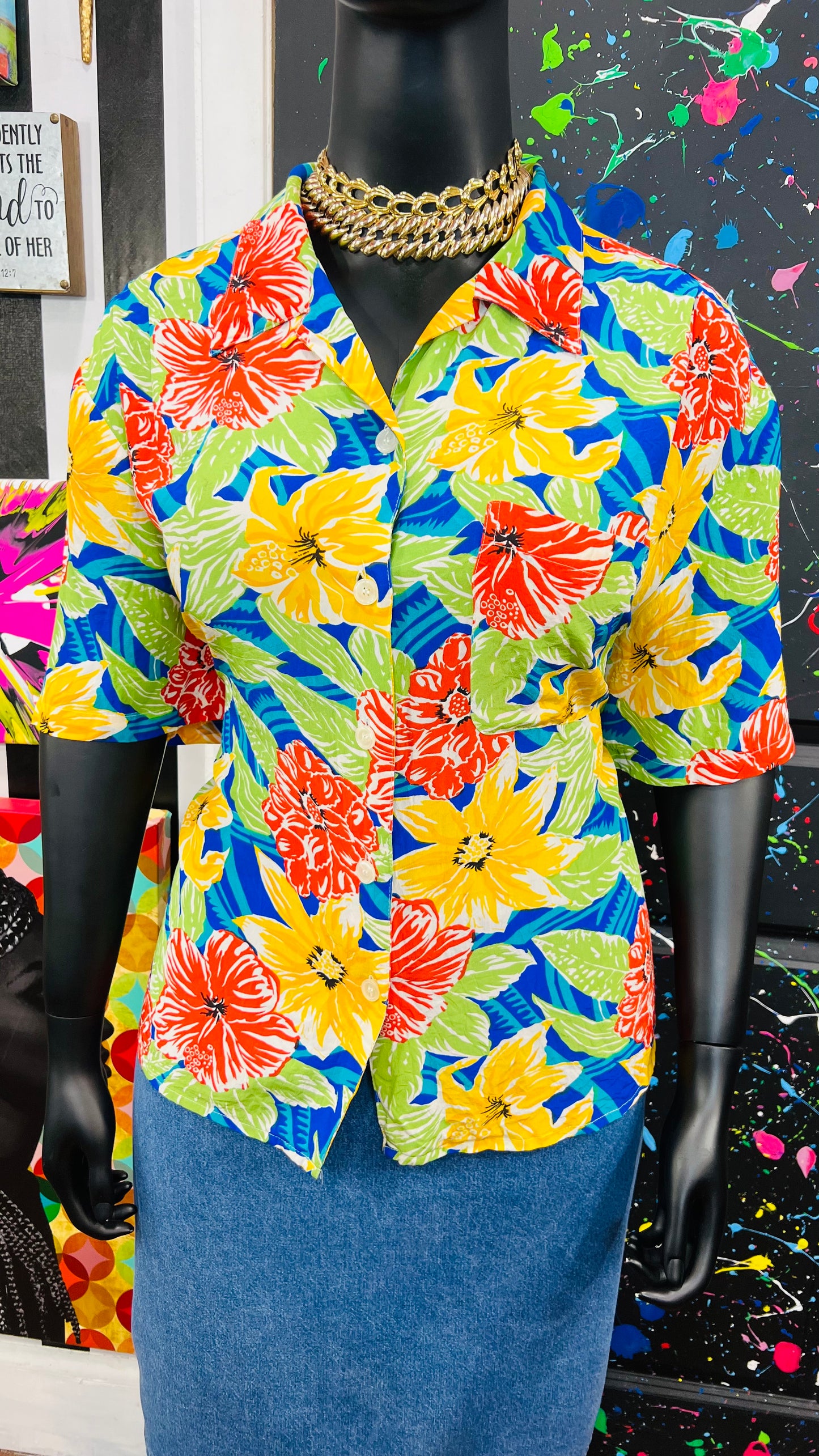 Vintage Silk Tropical Blouse (22)