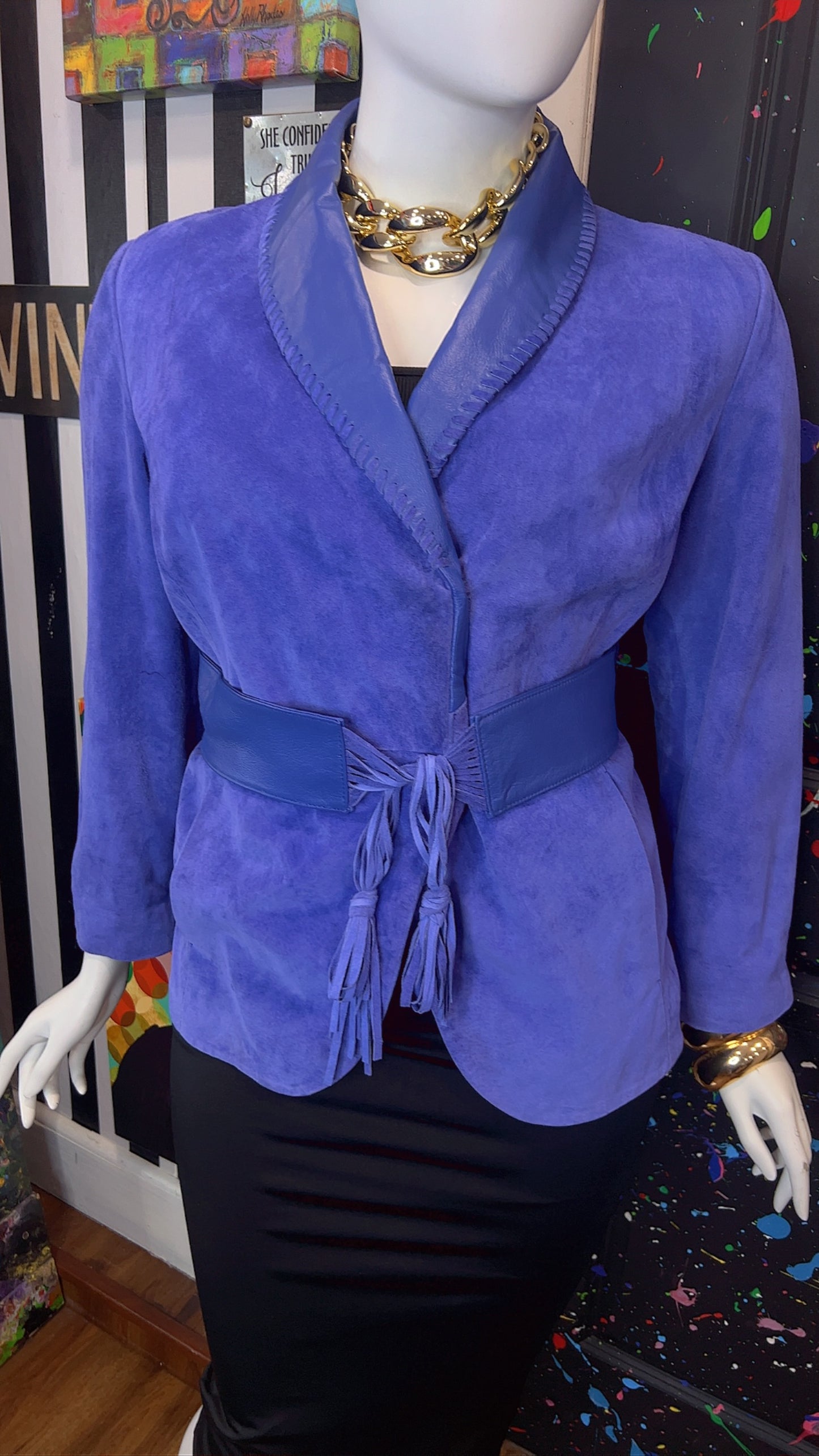 Vintage Suede Leather Jacket with Belt (18)