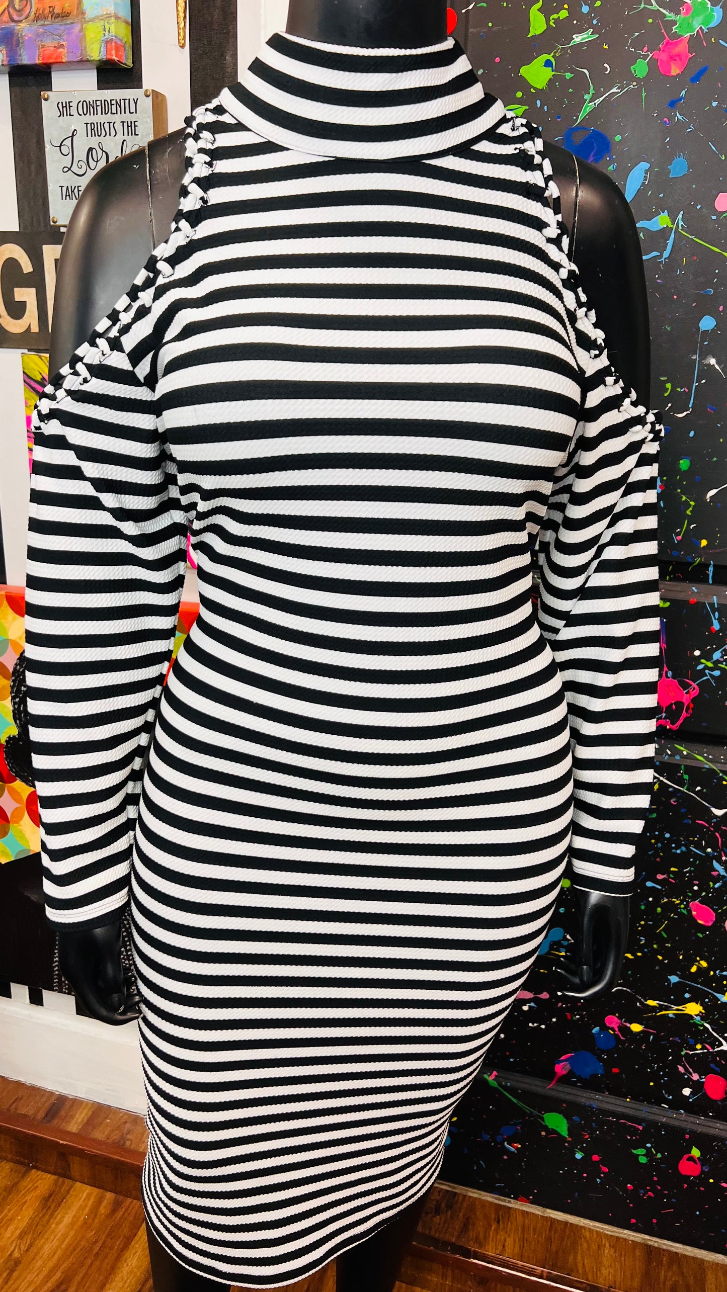 Ashley Stewart Striped Open Shoulder Dress (18/20)