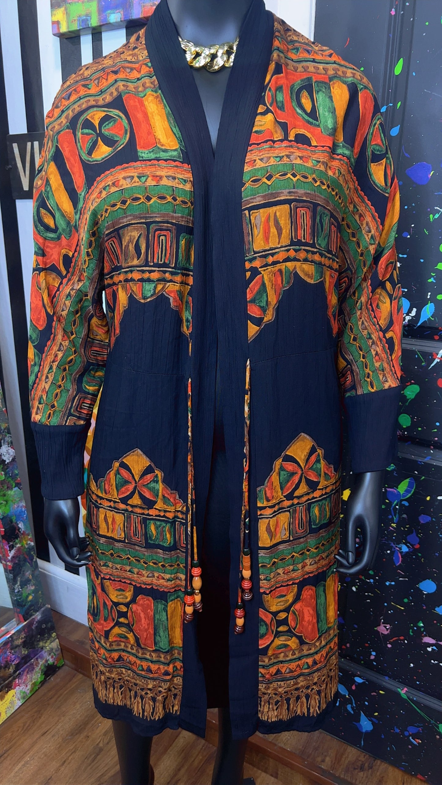 Vintage Carole Little Tribal Print Duster (22)