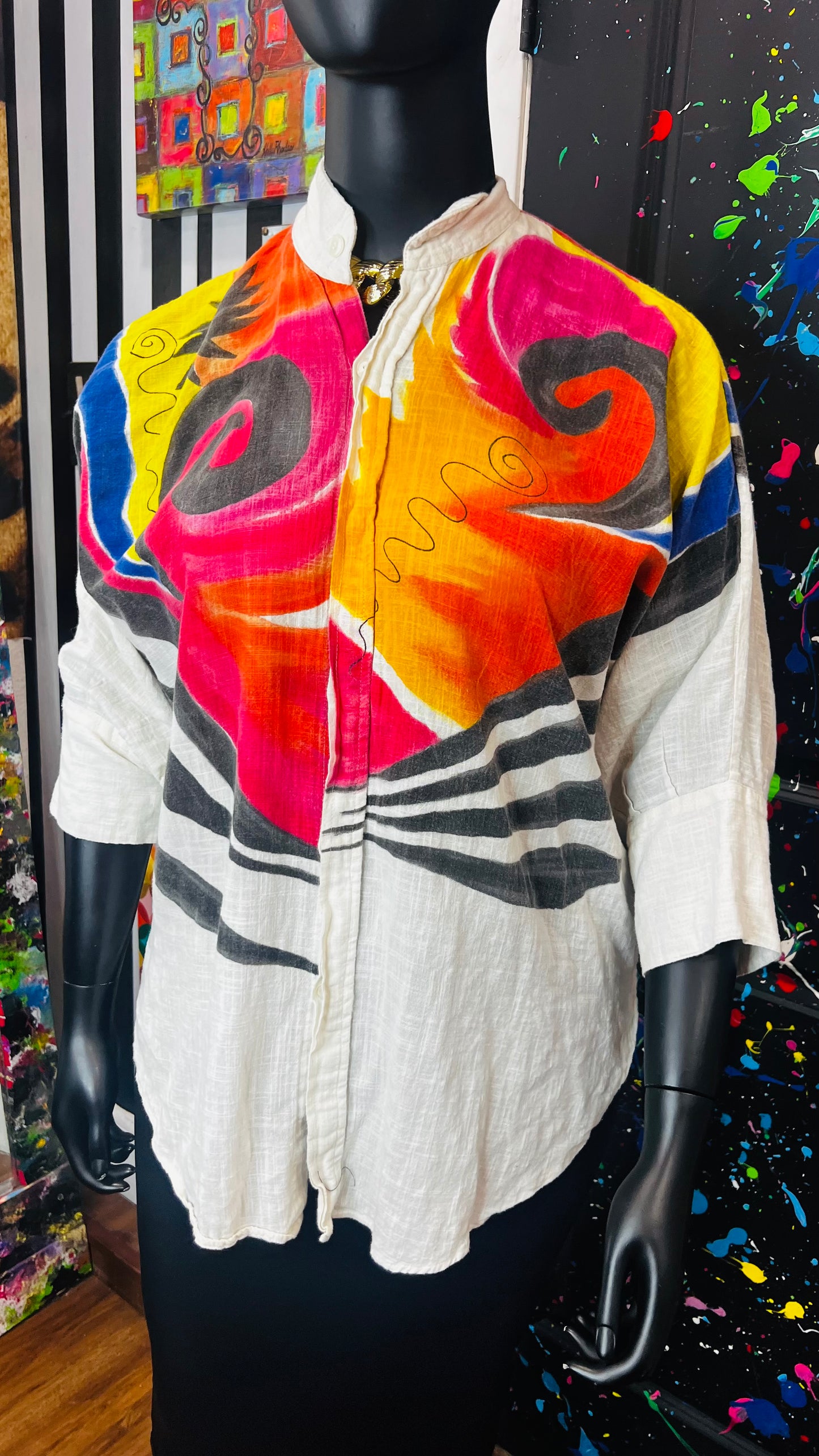 Abstract Print Linen Blouse (16)