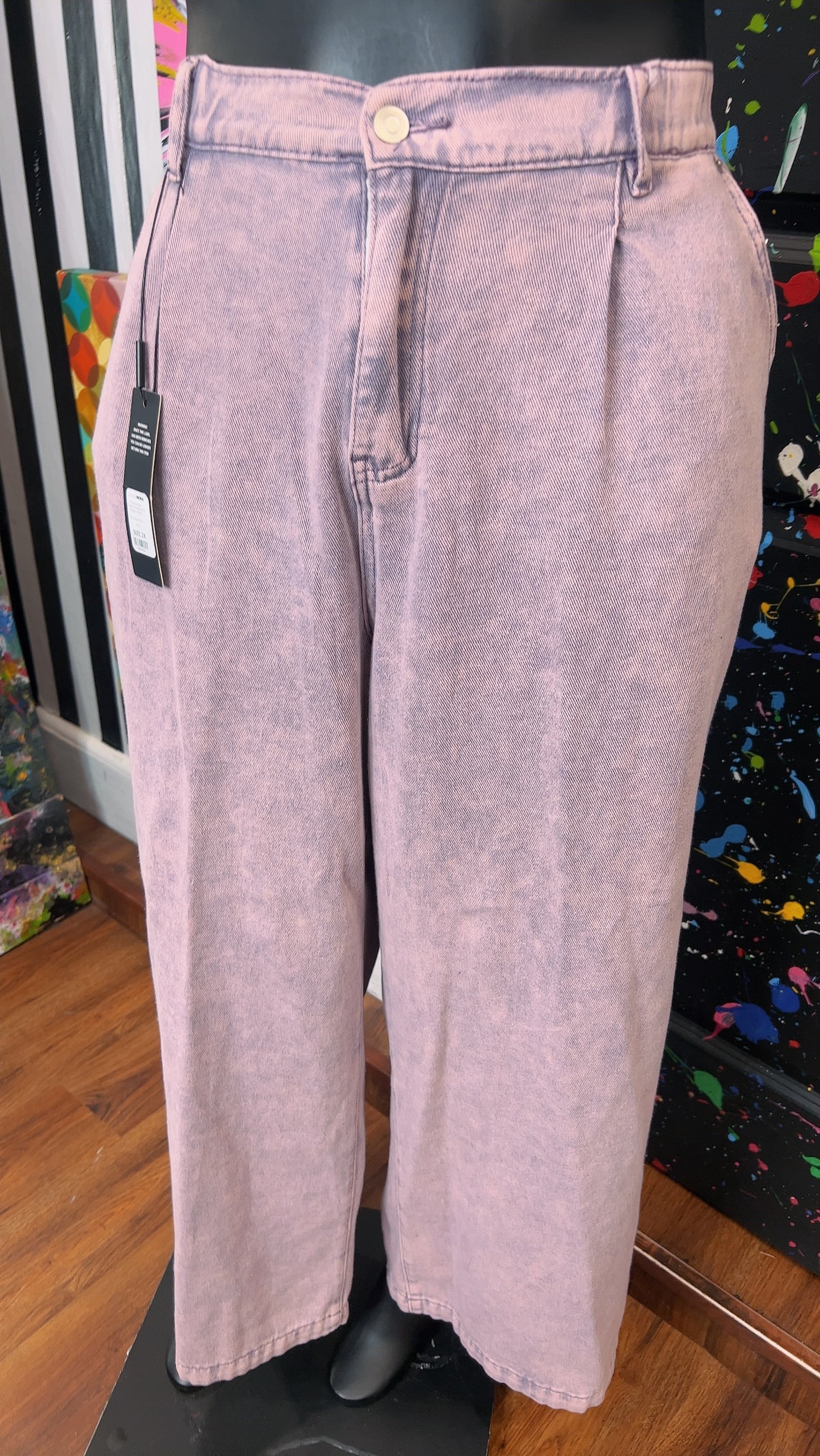 Wide Leg Purple Pleated Stonewash Jeans New w/Tags (16)
