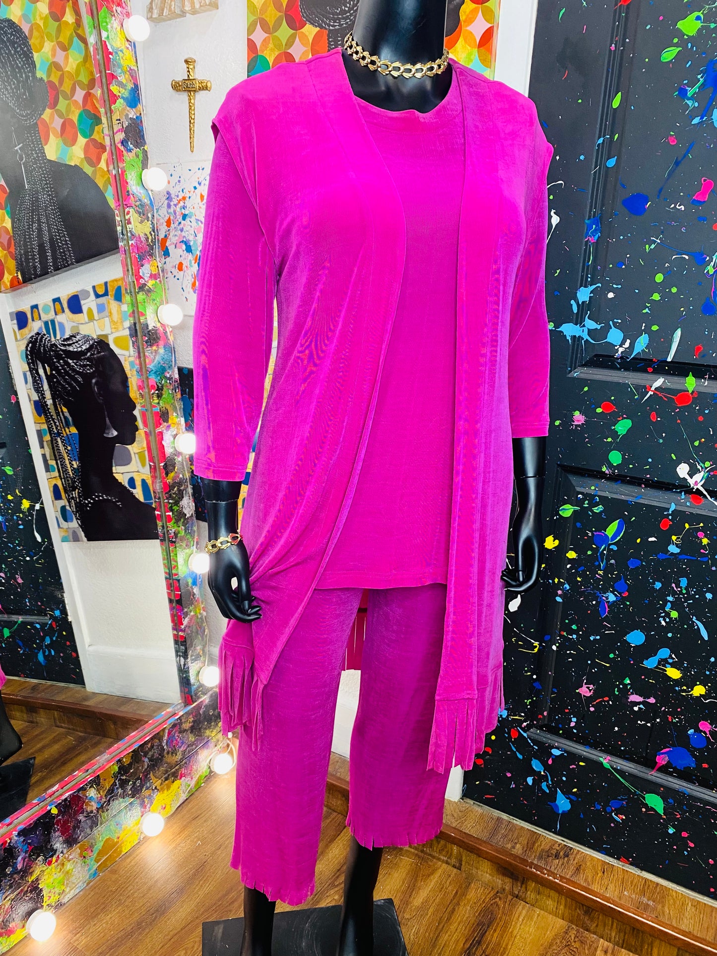 Vintage 3pc Pink Gaucho Set