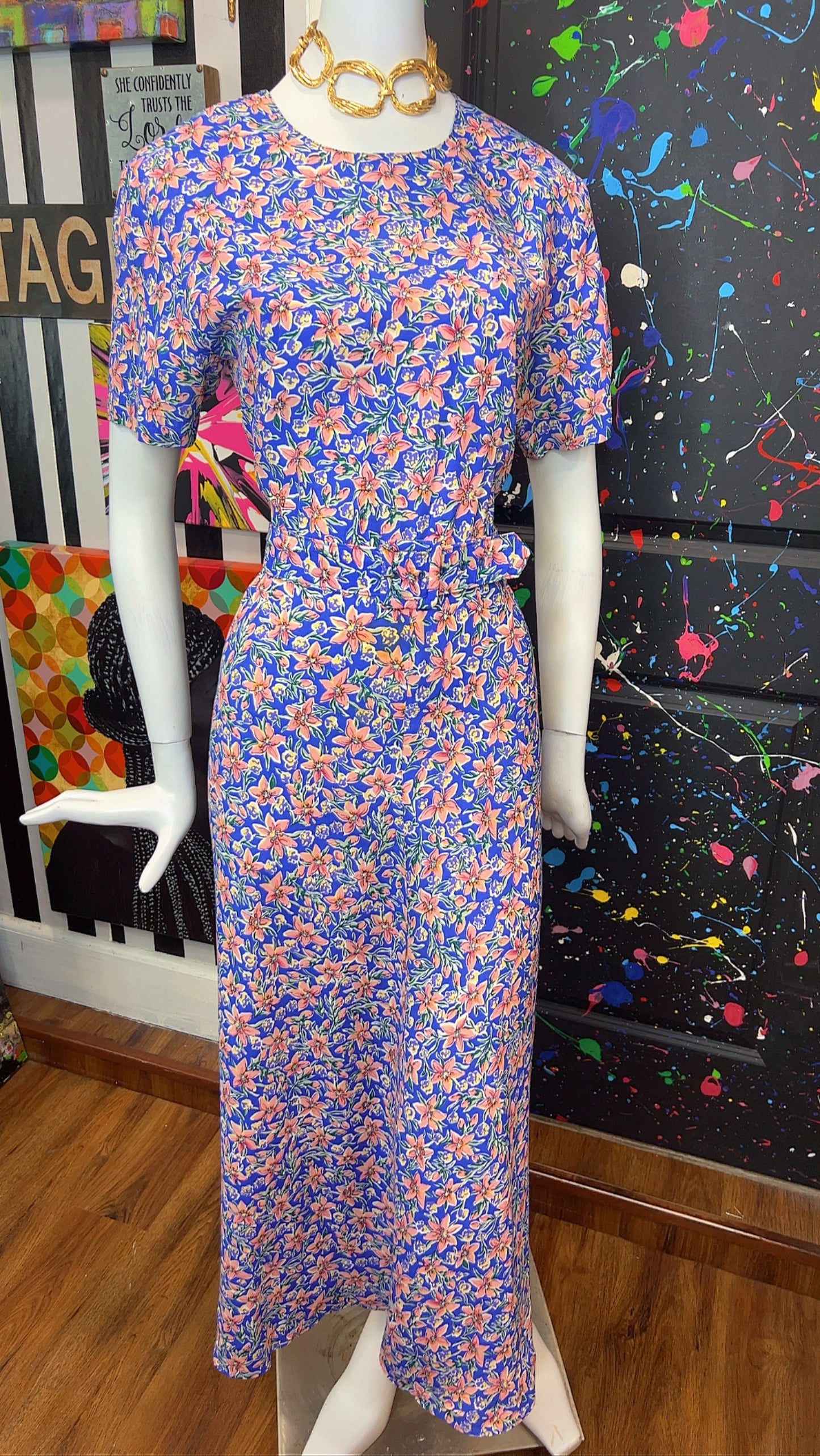 Vintage Floral Dress w/ Belt (14)