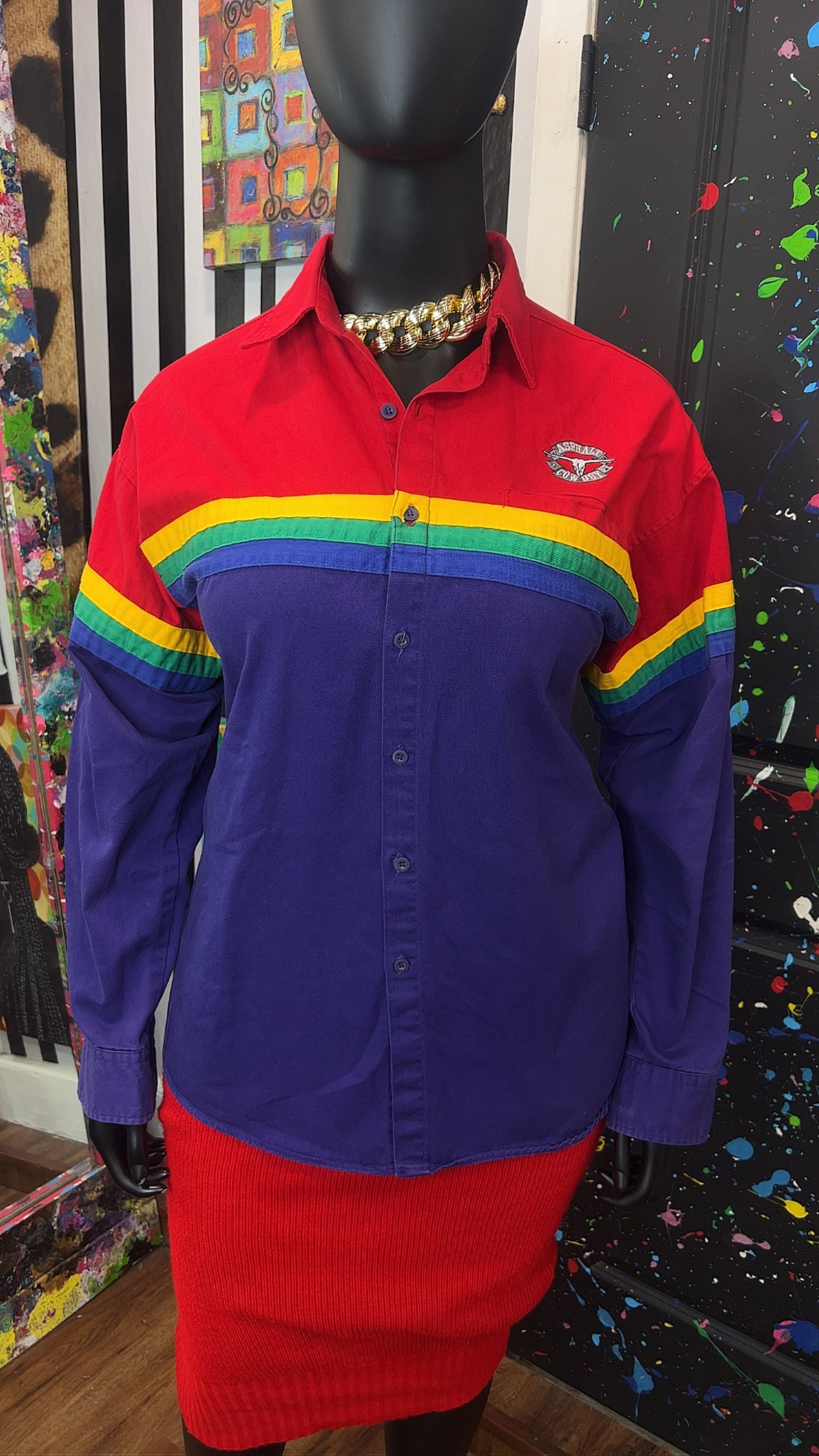 Vintage Rainbow Western Blouse (14)