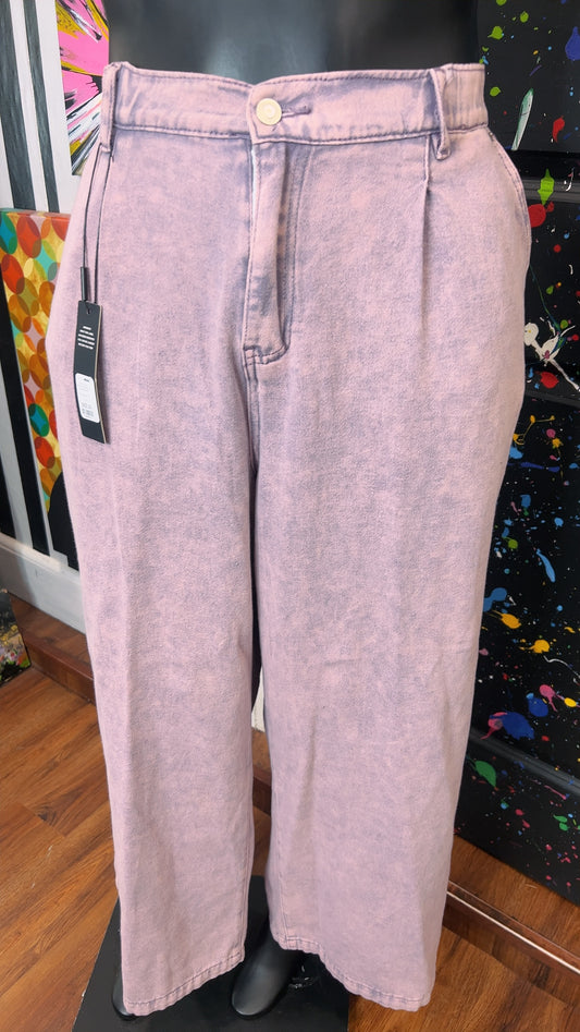 Wide Leg Purple Pleated Stonewash Jeans New w/Tags (16)