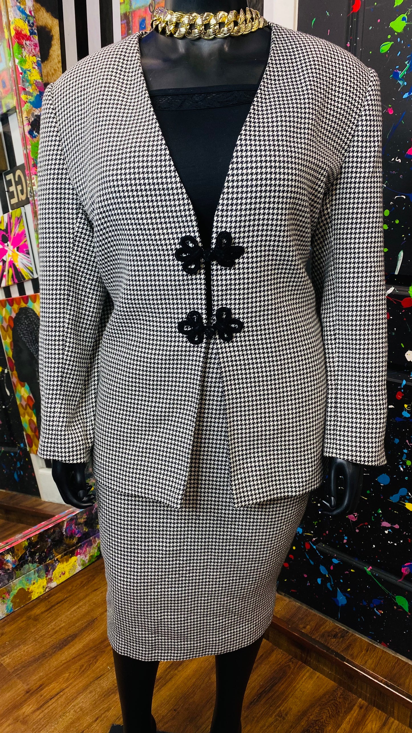 Vintage Houndstooth Skirt Set (22W)