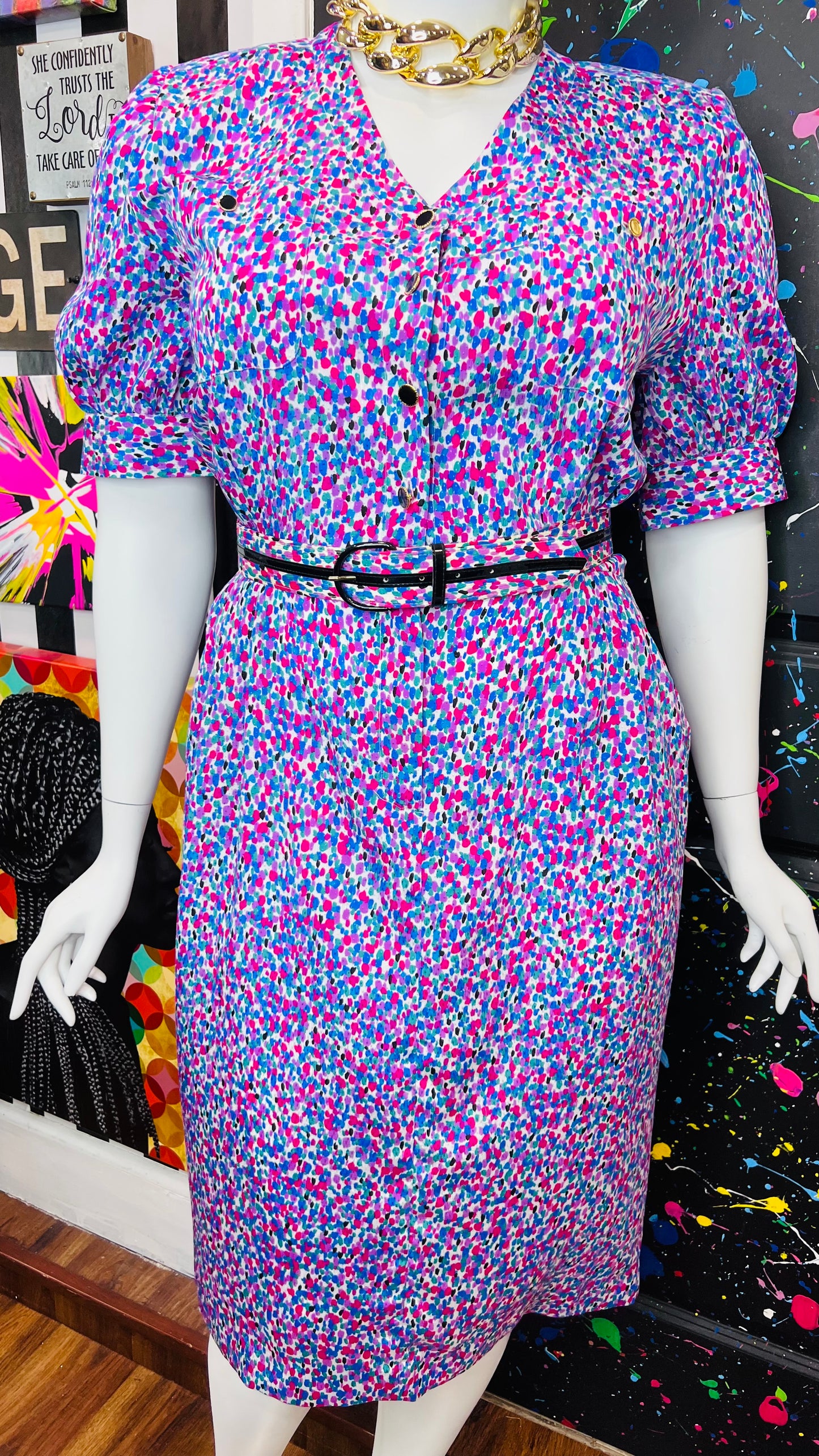 Vintage Belted Dress w/ Pockets (16)