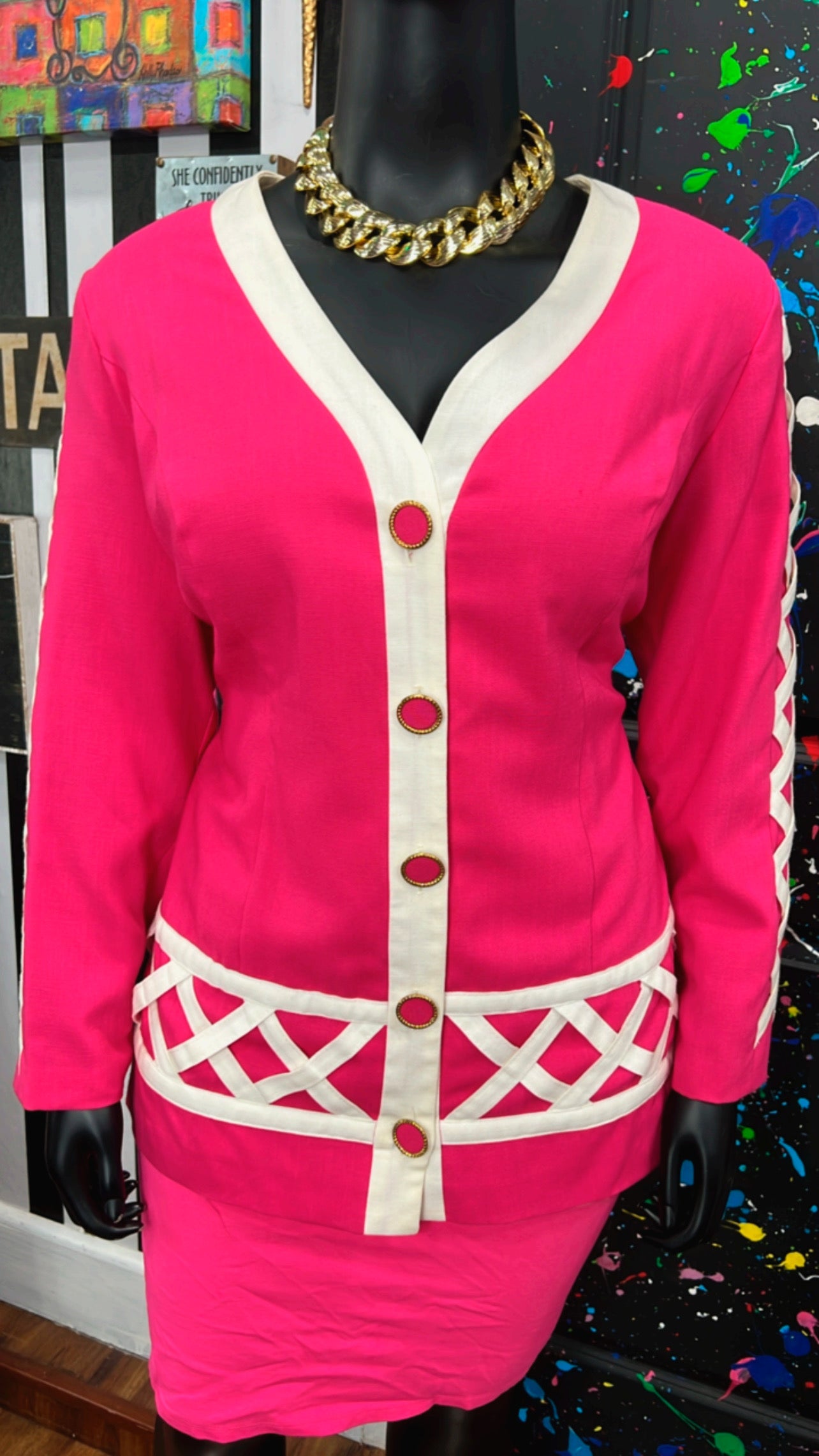 Vintage Pink & White Blazer (20W)