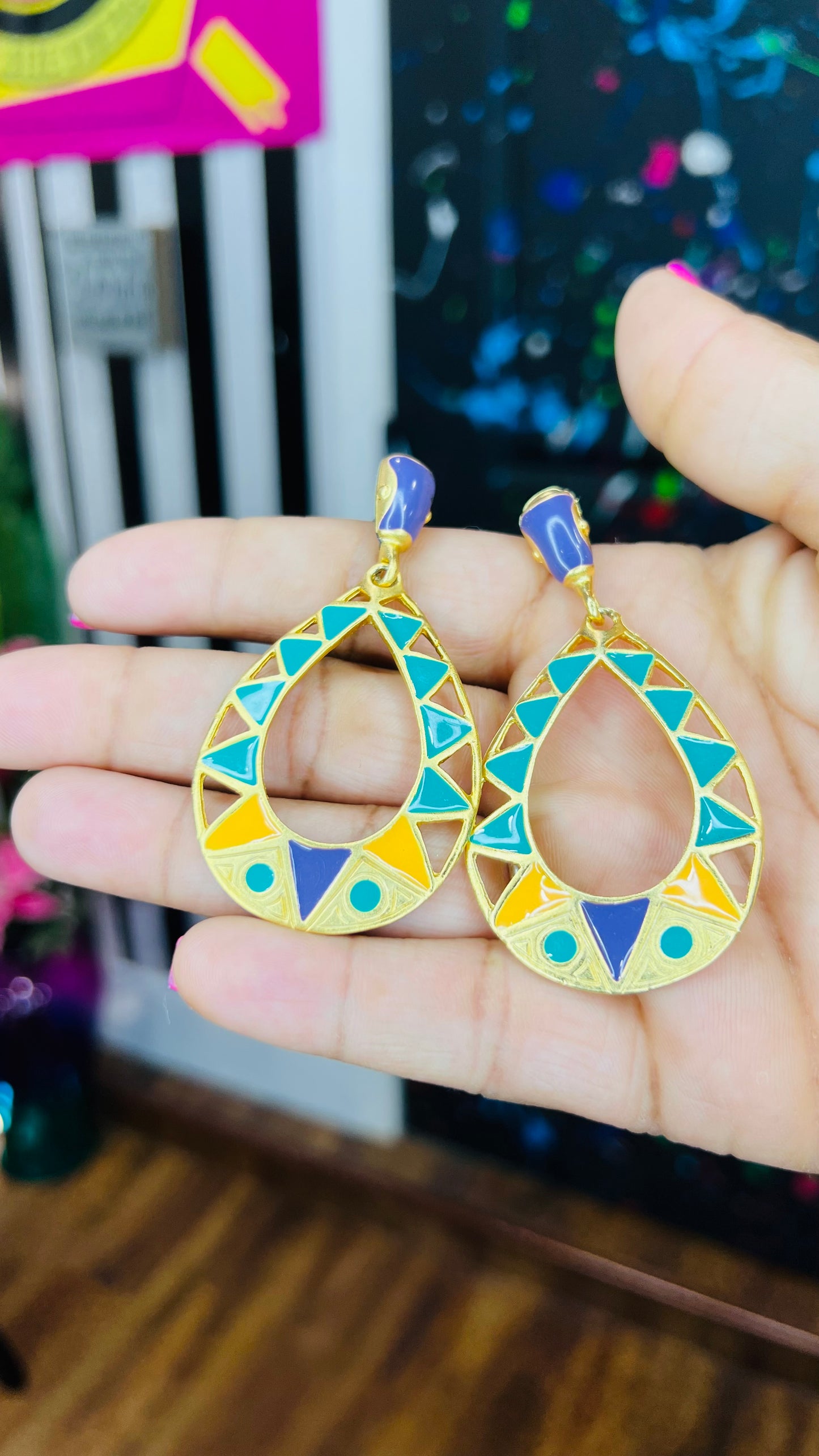 Vintage Tribal Design (Metal) Post Back Earrings