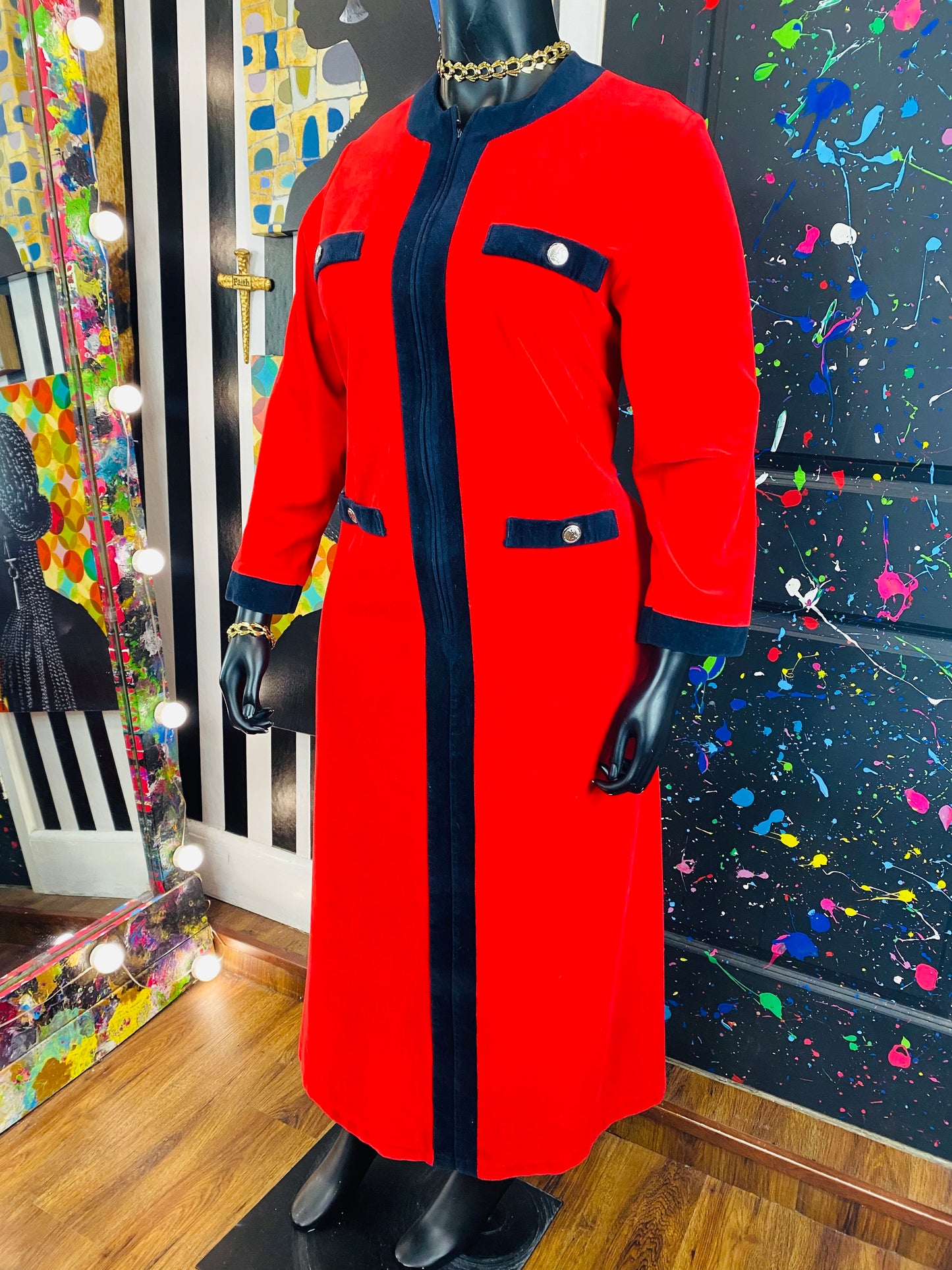 Vintage Red & Blue Dress