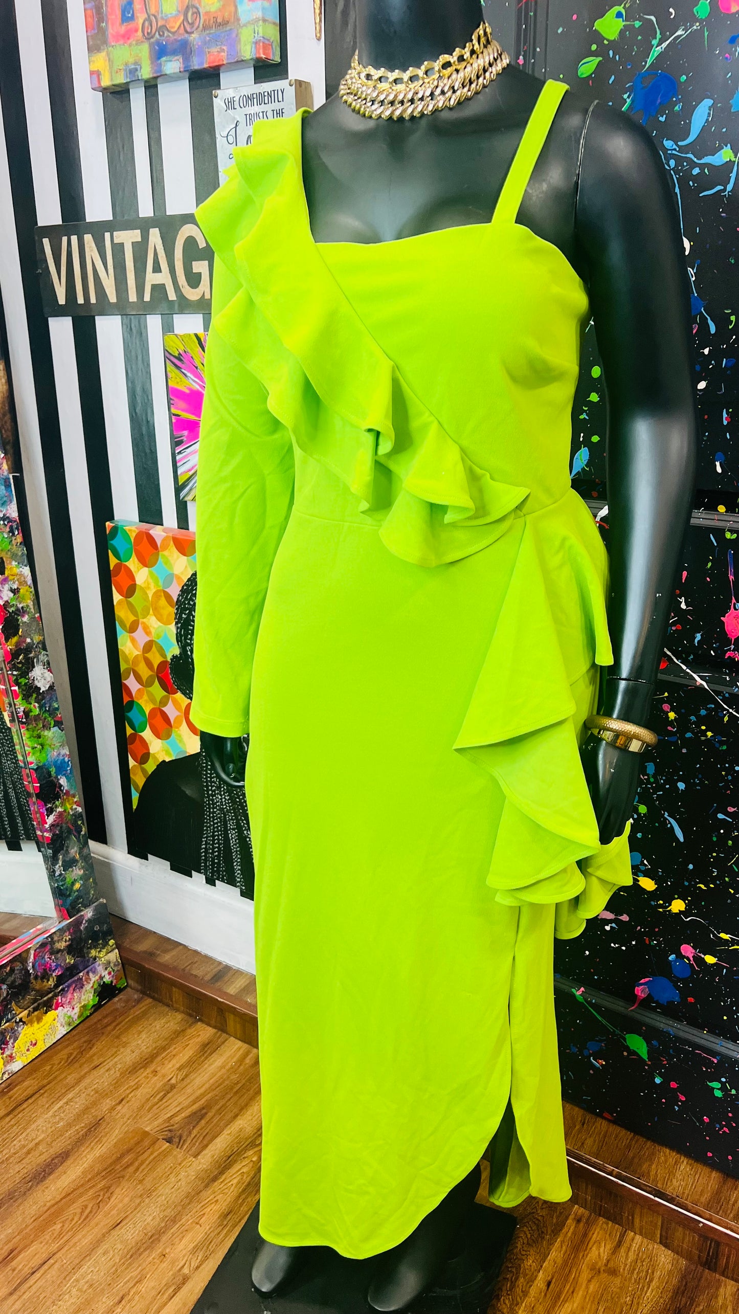 Green One Shoulder Ashley Stewart Dress- New with Tags (22/24)