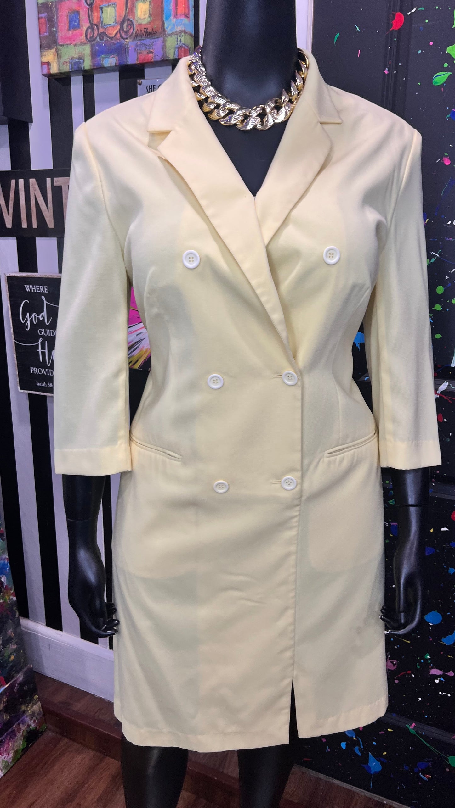 Vintage Yellow Blazer Dress (20)