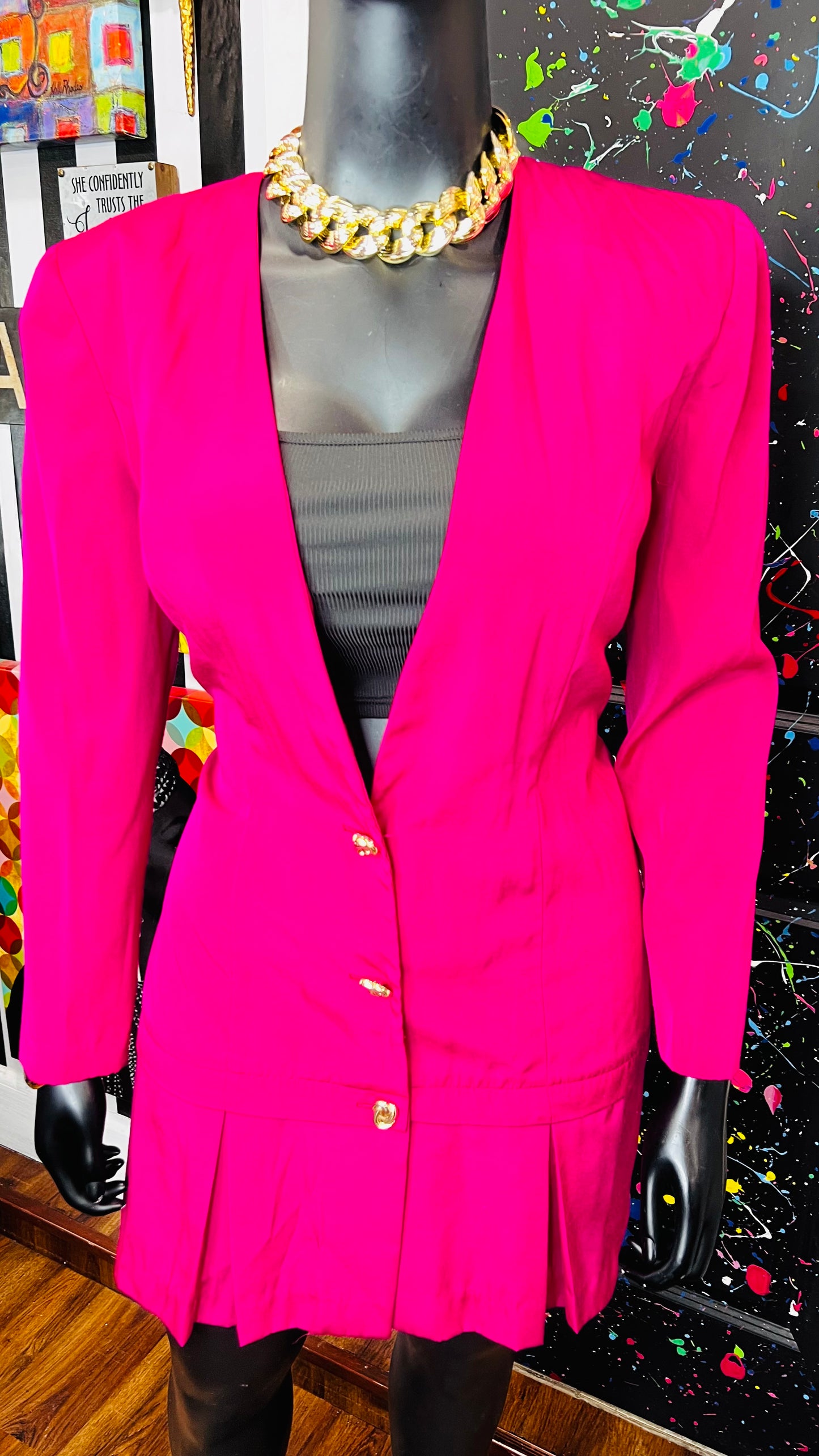 Vintage Pink Pleated Bottom Dress (15/16)