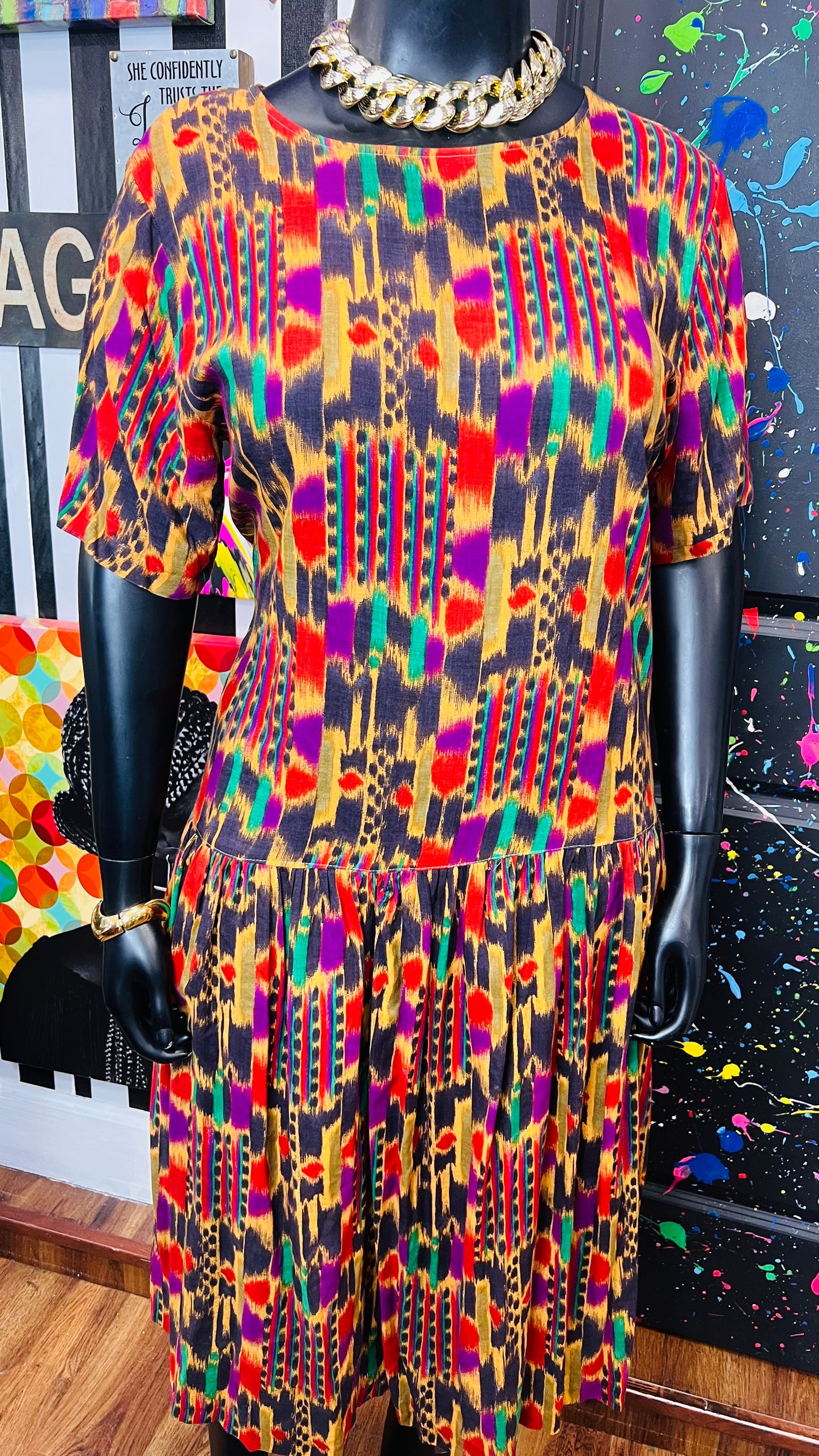 Vintage Tribal Print Sleeveless Dress (14)
