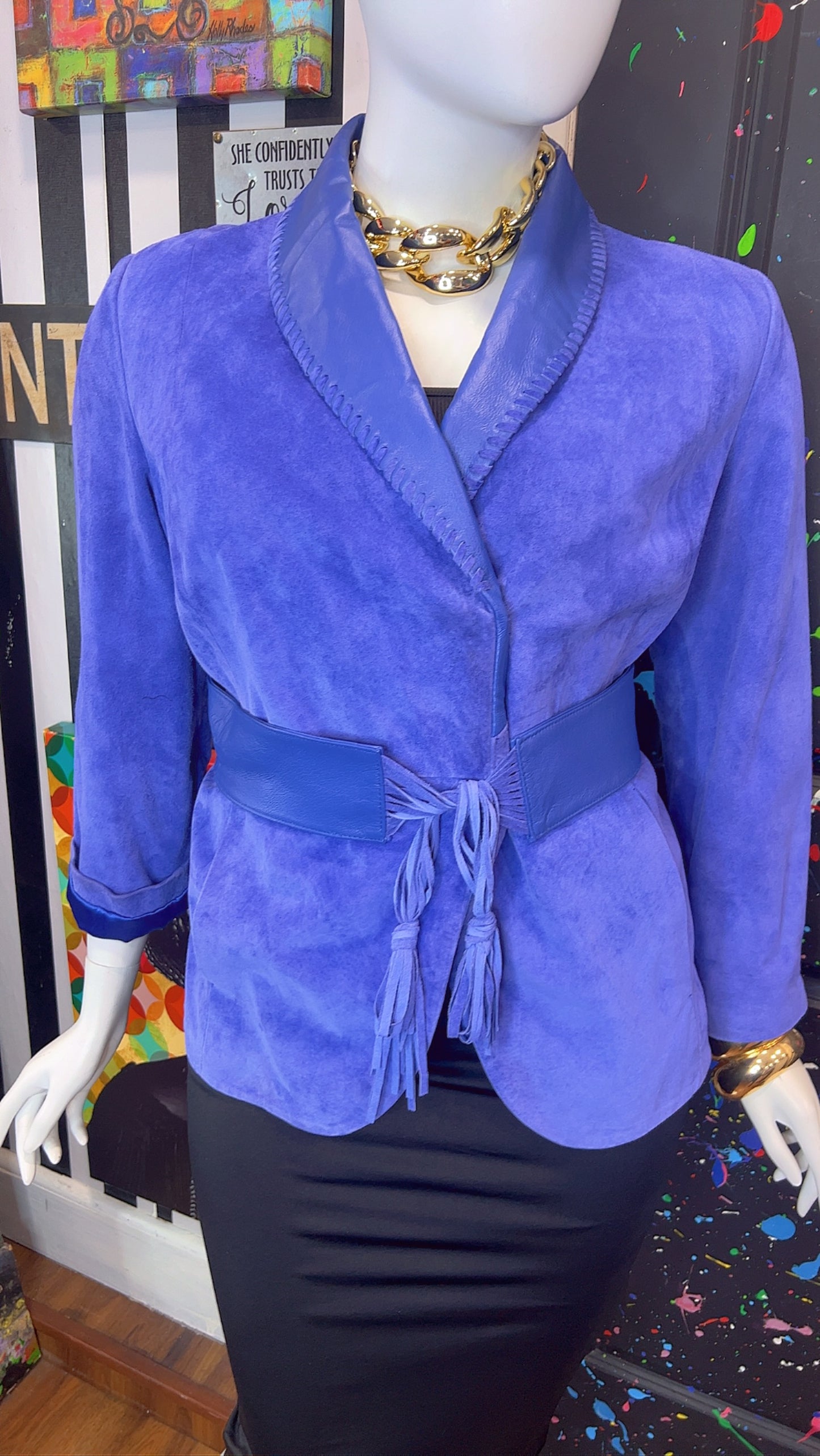 Vintage Suede Leather Jacket with Belt (18)