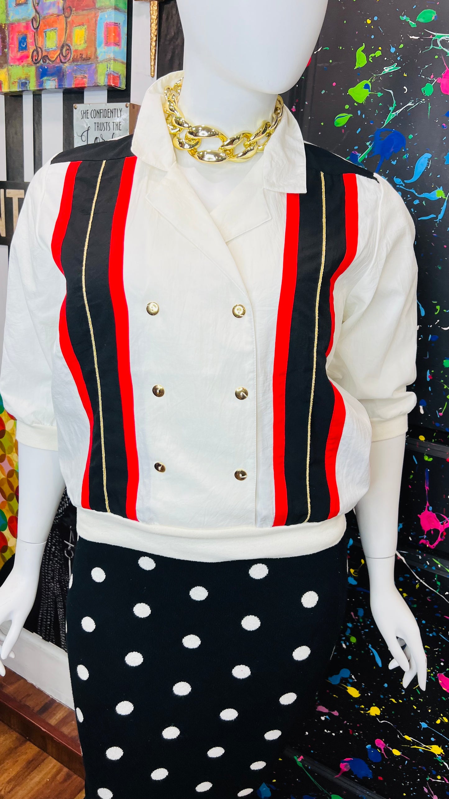 Vintage Red, Black Gold & Blouse (16)