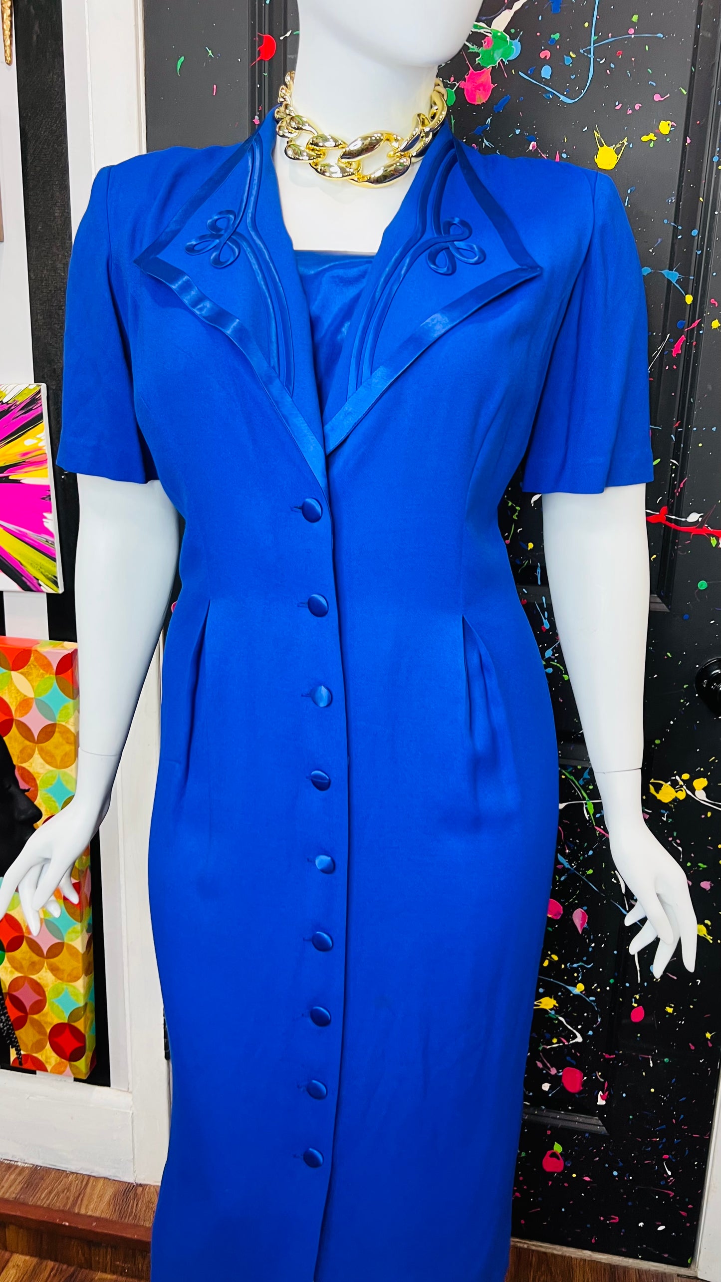 Vintage ‘Blues’ Statement Dress (20W)