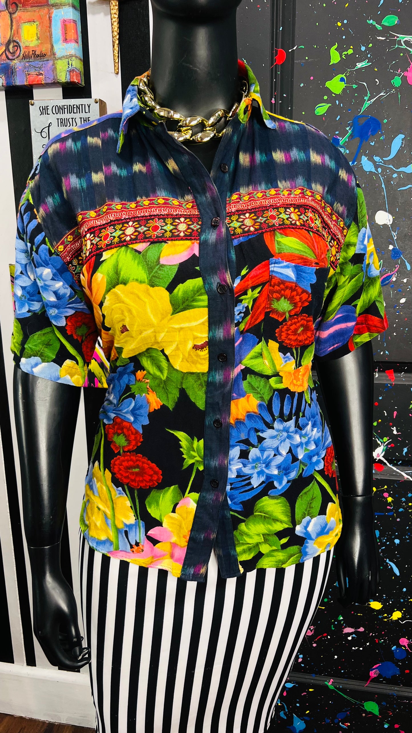 Vintage Rayon Floral Blouse (16)
