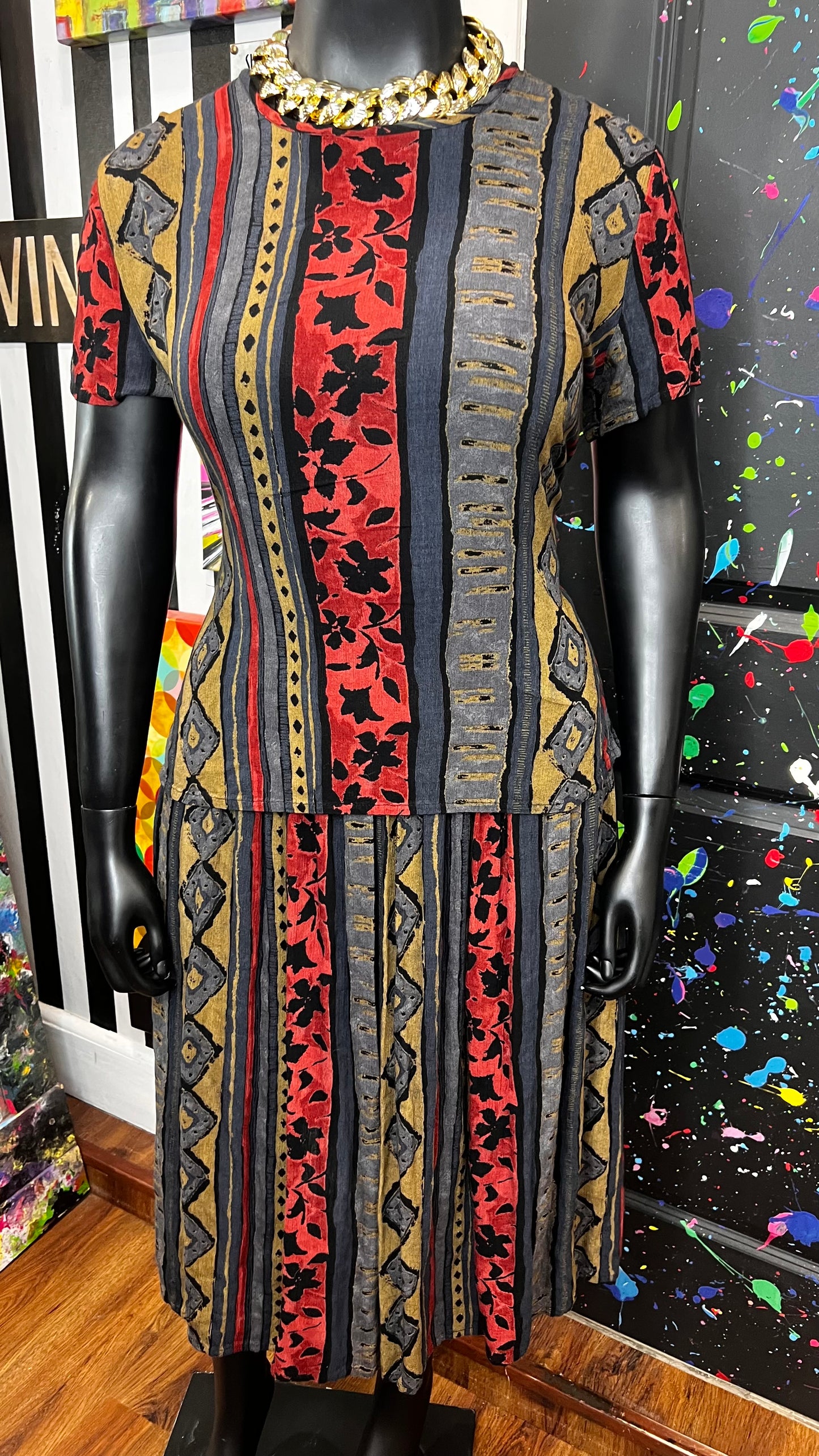 Vintage Rayon 90’s Skirt Set (14)