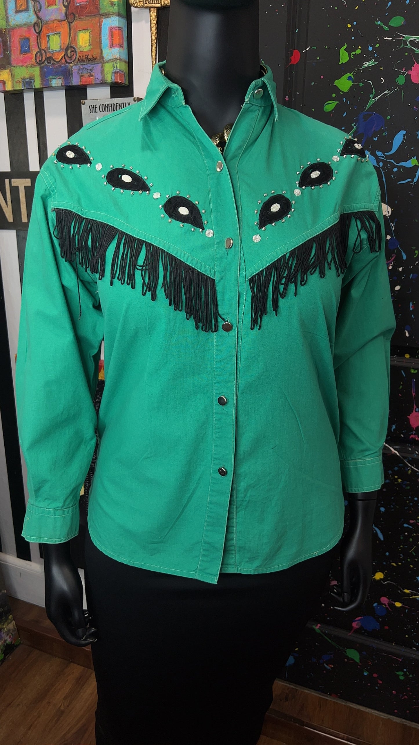 Vintage Western Fringe & Jewel Blouse (12)