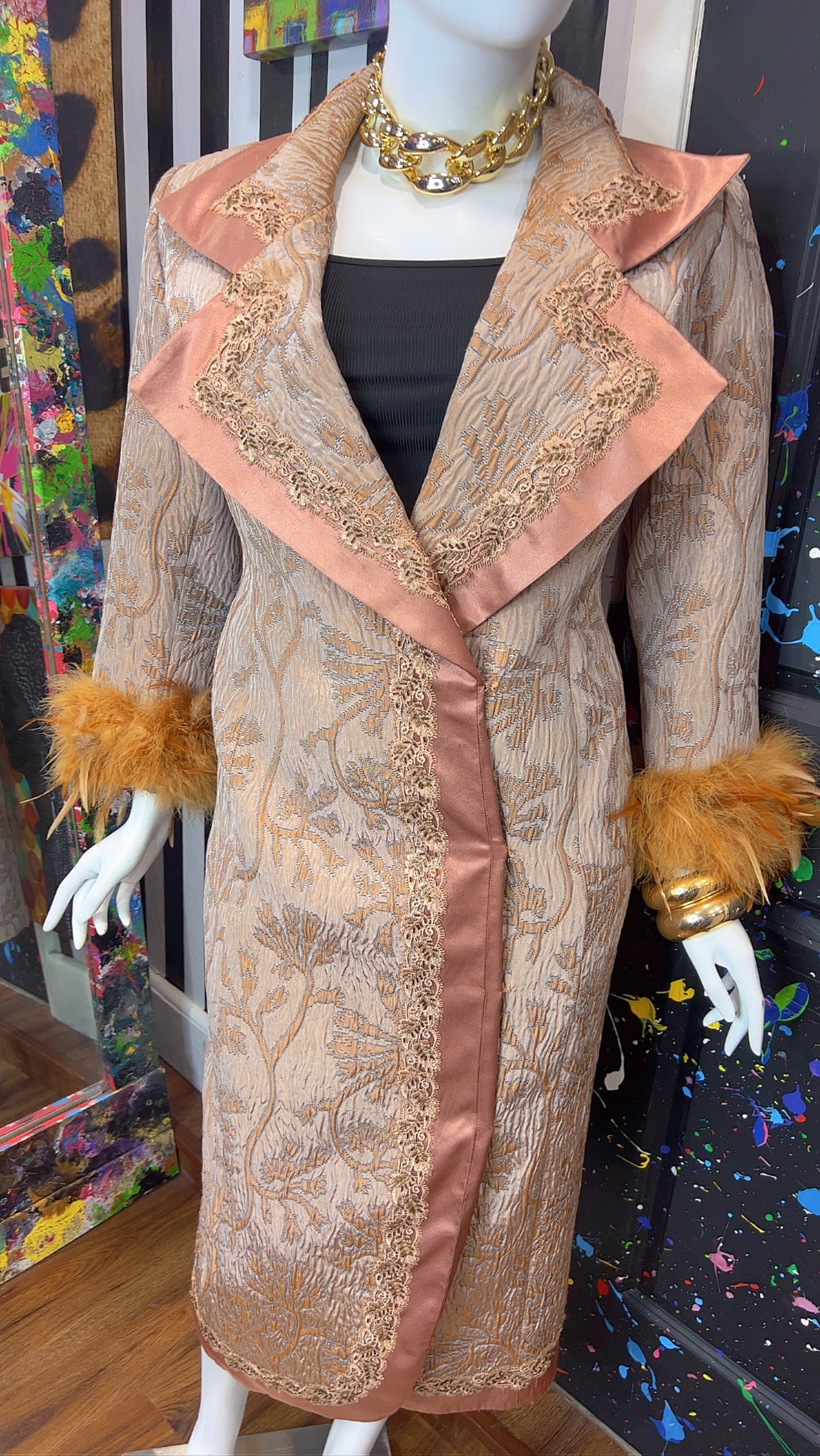 Vintage Long Statement Couture Blazer w/ Faux Fur (16)