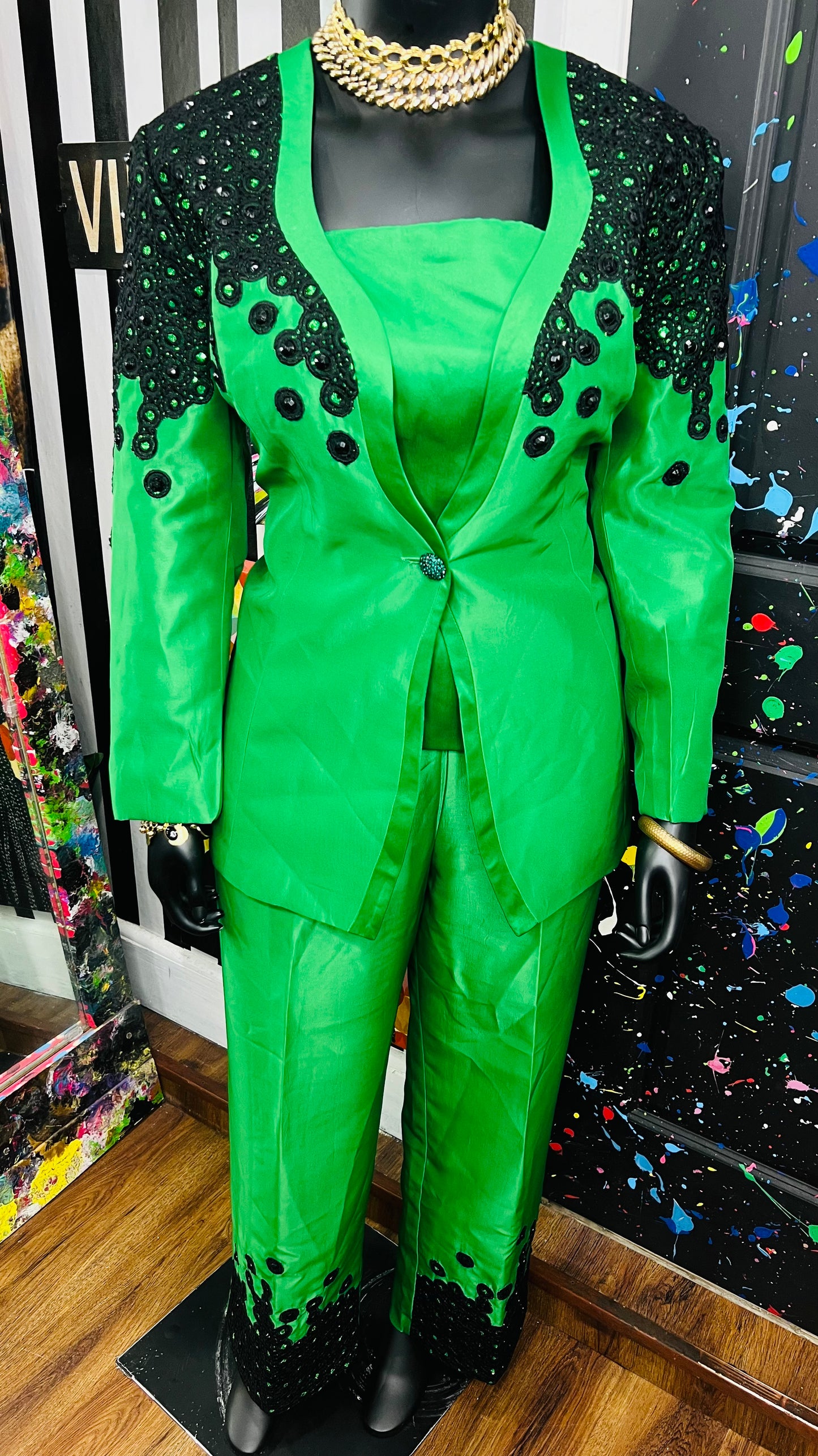 Vintage Green & Black Suit (22)