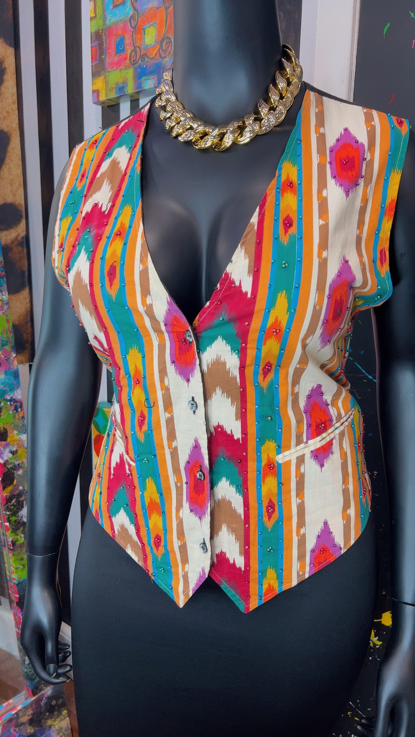 Vintage Beaded Abstact Vest (16)