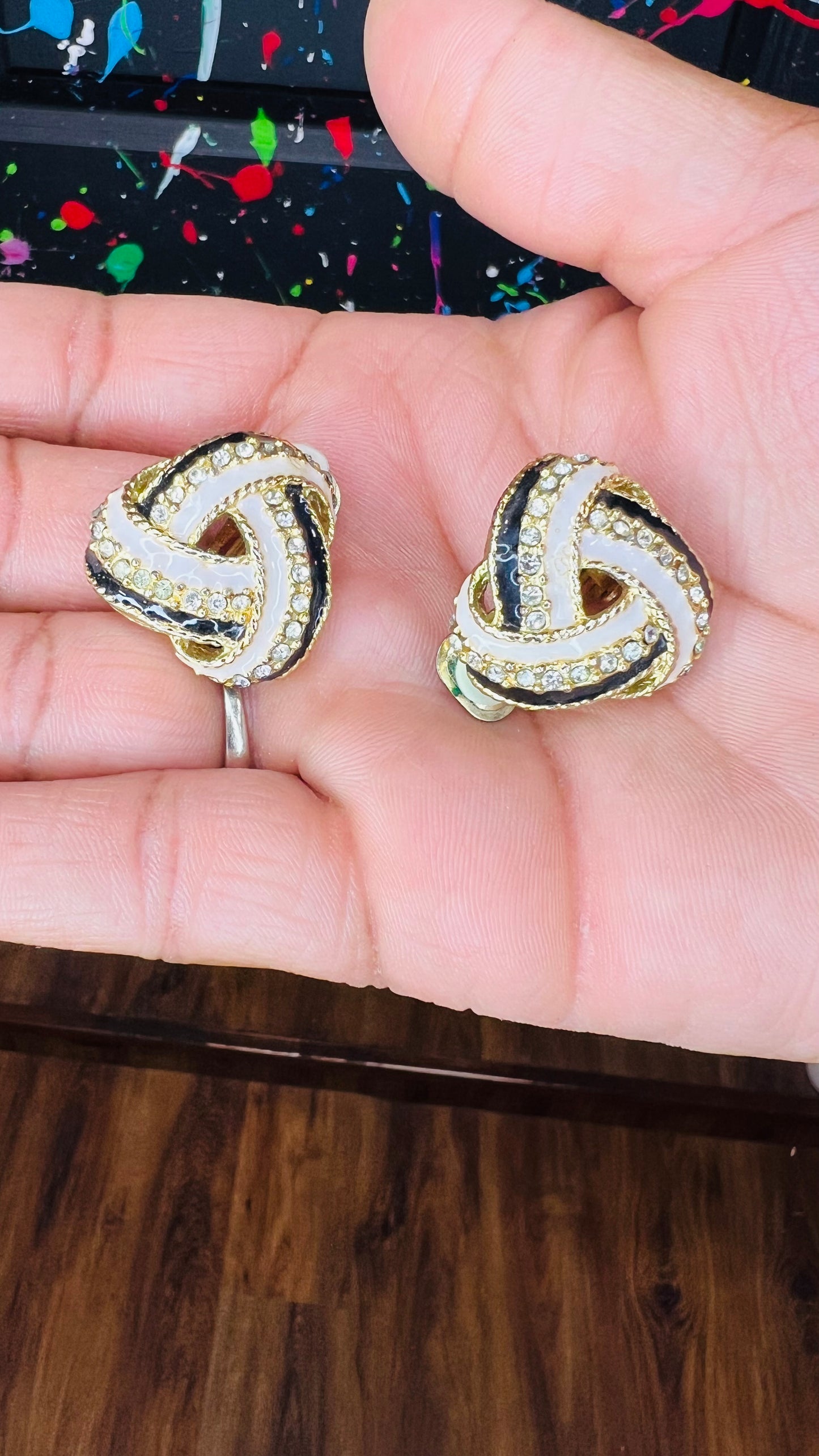Vintage Metal Gold Tone Pretzel Style Clip on Earrings