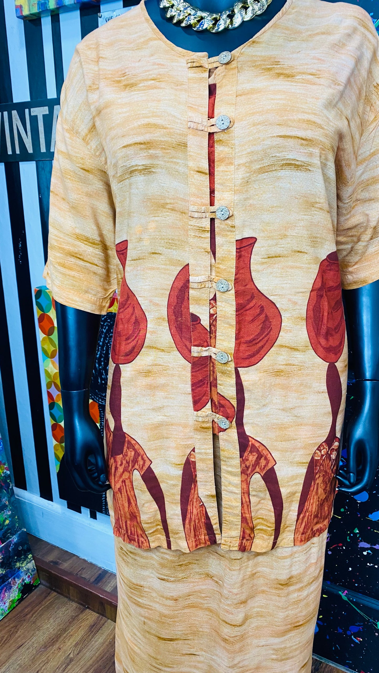 Vintage Rayon Traditional African Skirt Set (18)