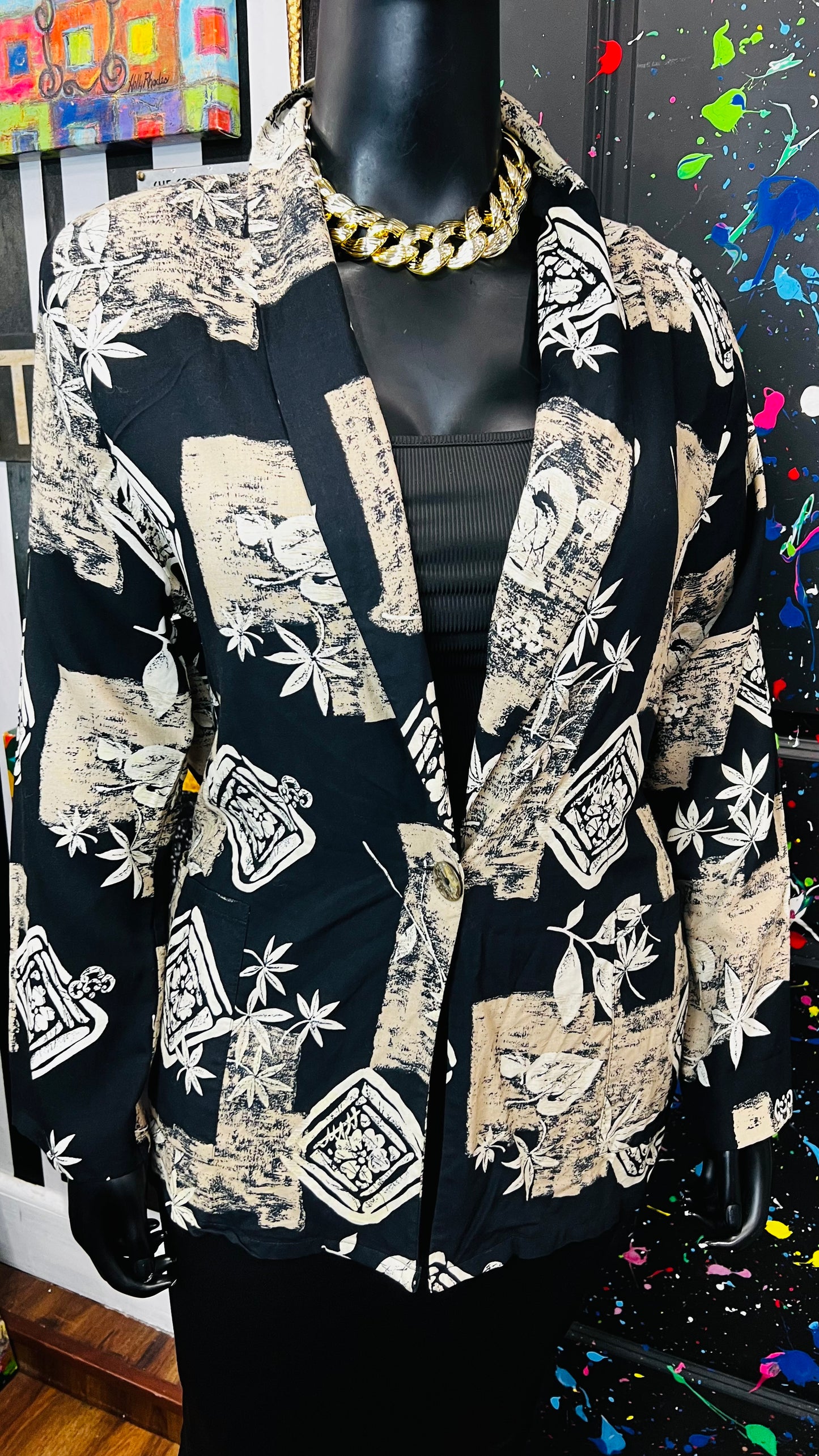 Vintage Rayon Abstract Blazer (14)