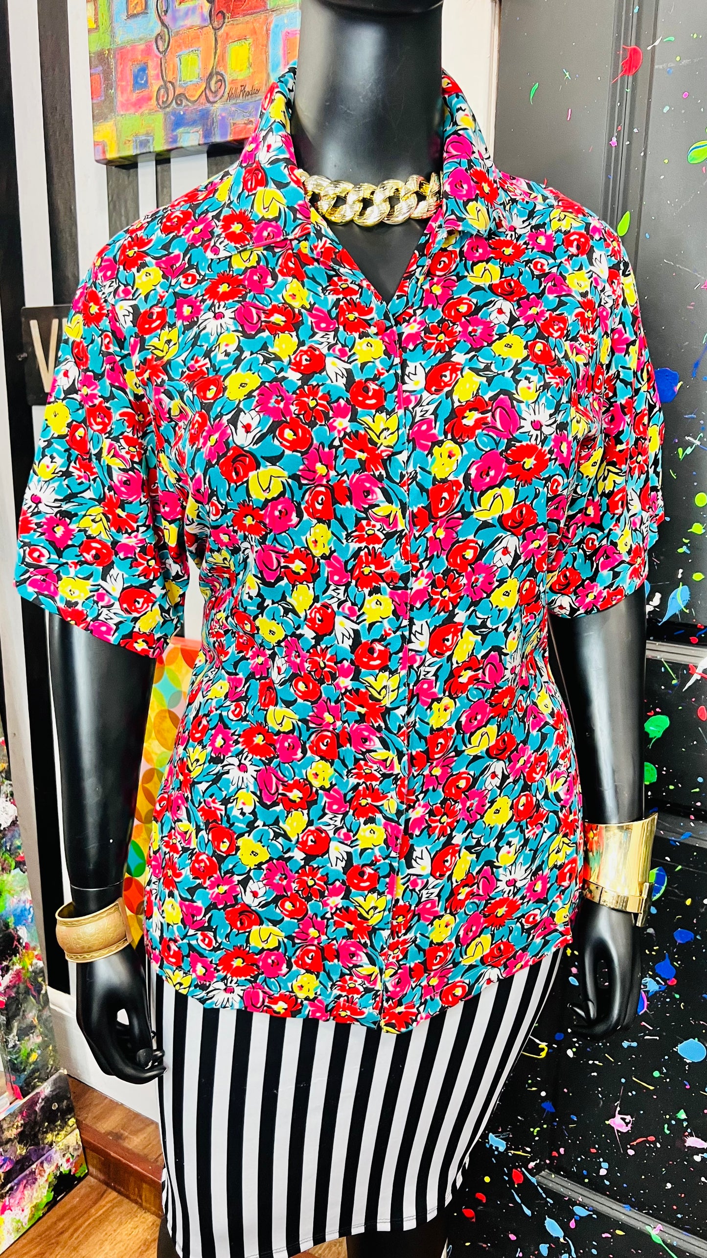 Vintage Bold Floral Blouse (16)