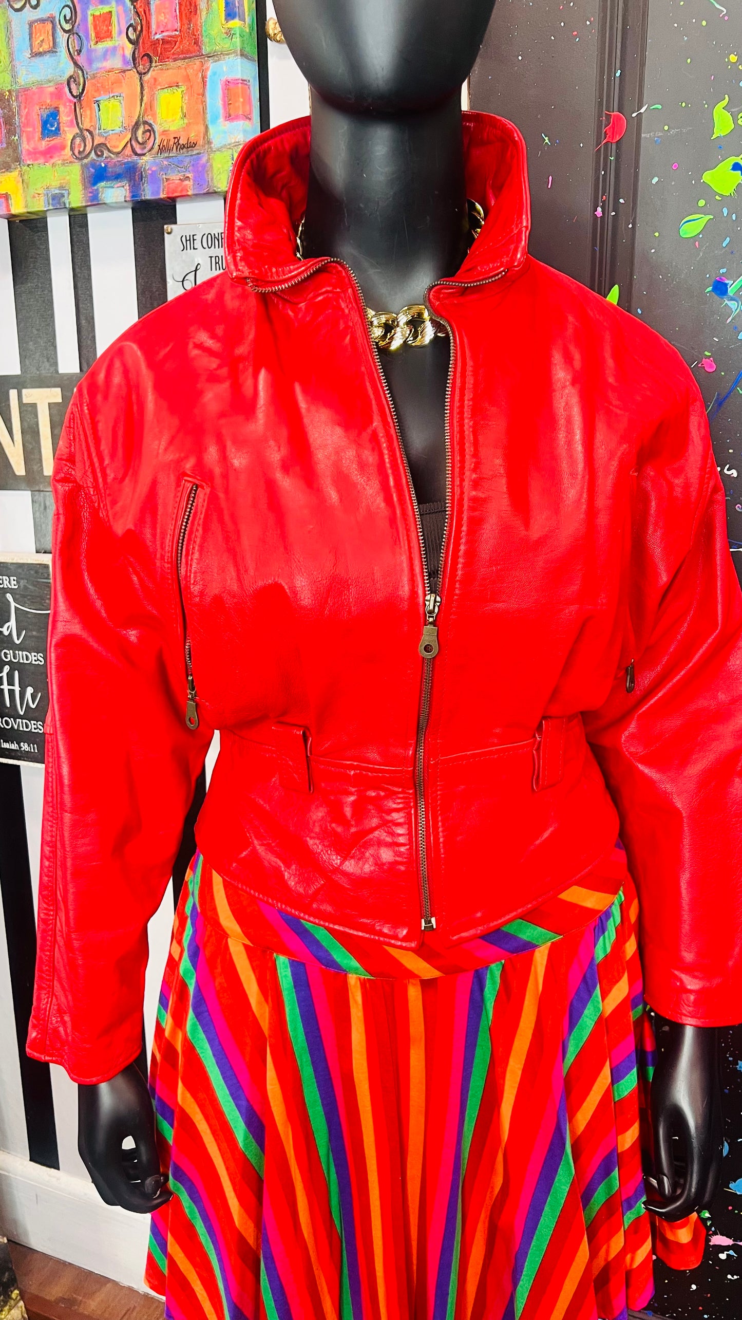 Vintage Genuine Leather Red Jacket (14)
