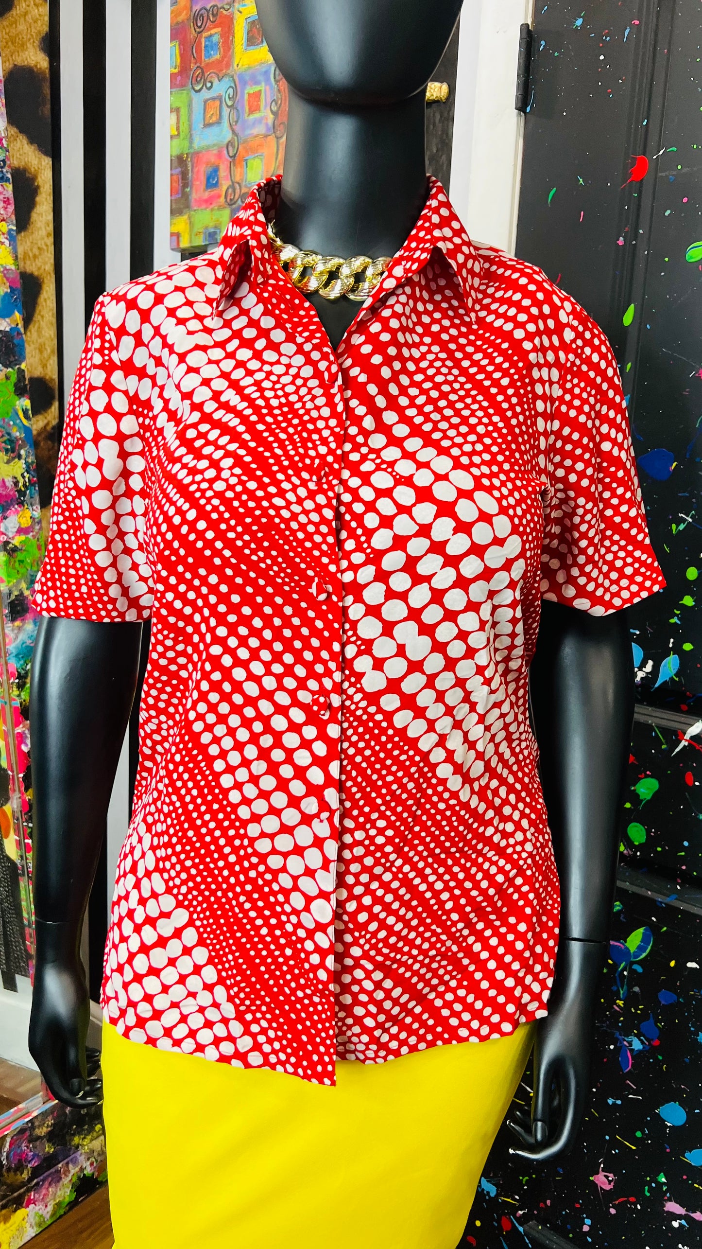 Vintage Red & White Polka Dot Blouse (12)