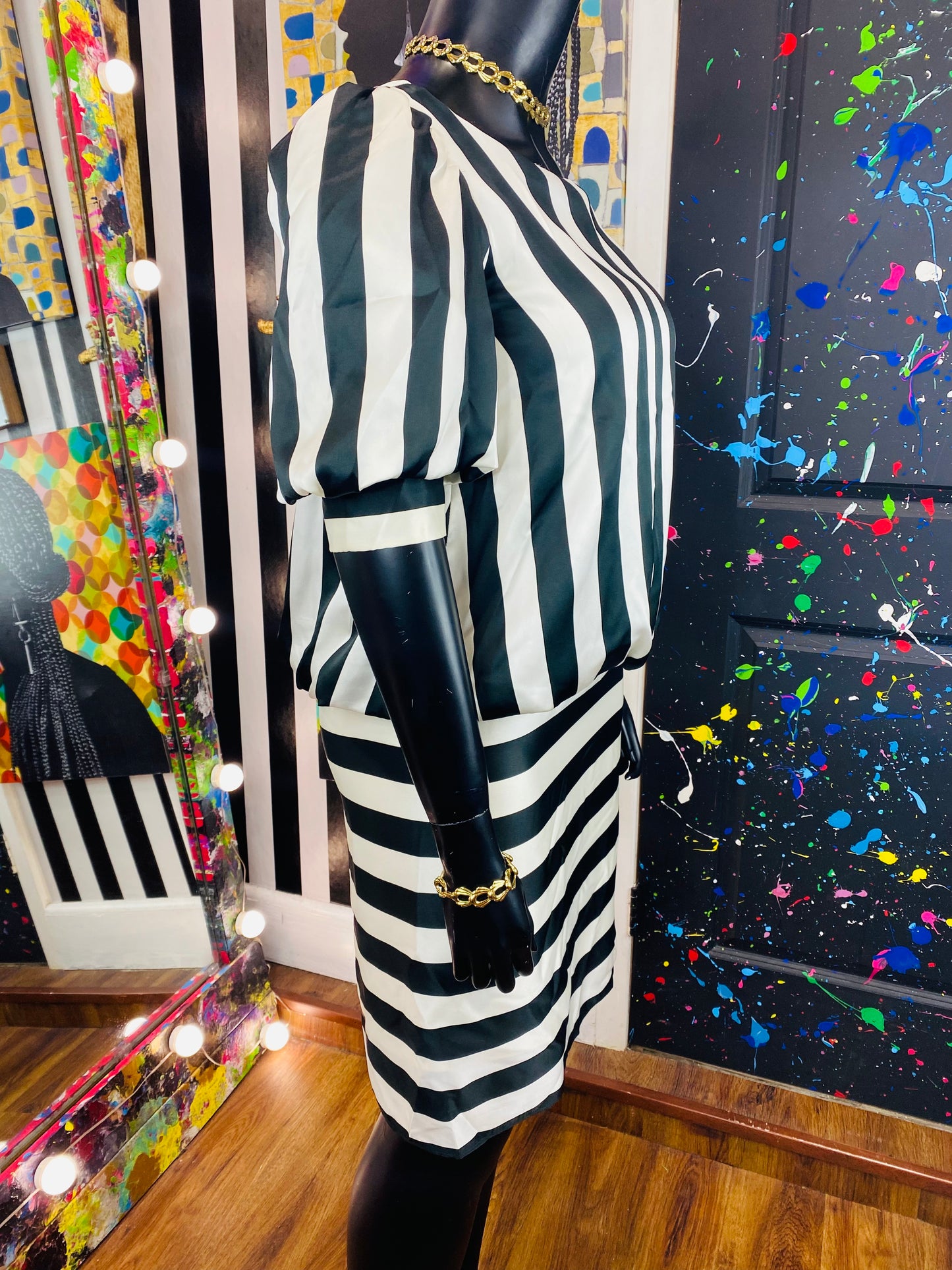 Vintage B&W Striped Dress