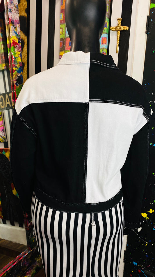 Denim Colorblock Cropped Jacket (20)