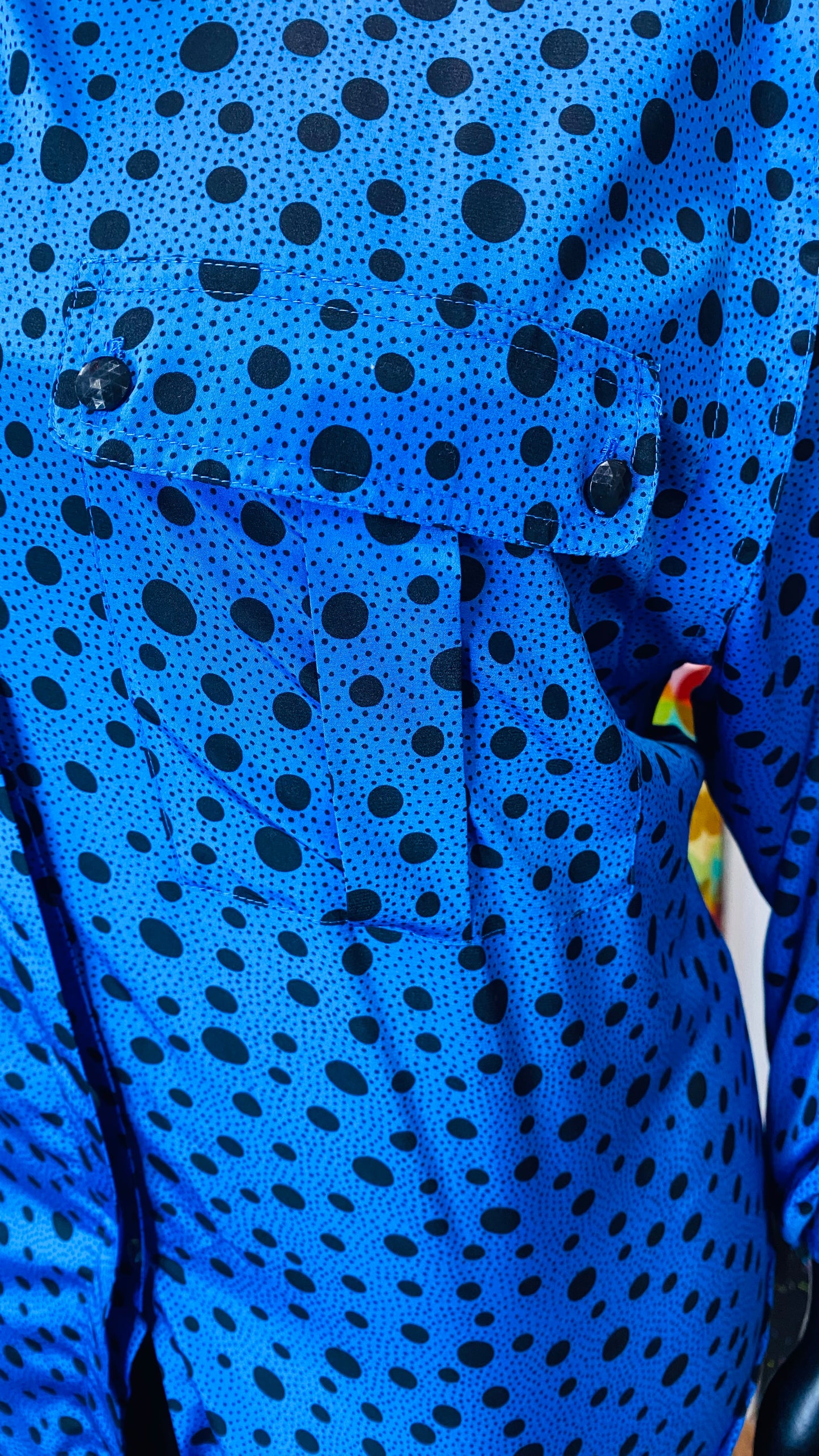 Vintage Polka Dot Blue & Black Blouse (20W)